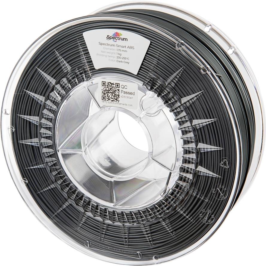 Spectrum Filaments 80096 smart ABS 3D-skrivare Filament ABS-plast Slagtålig 1.75 mm 1000 g Mörkgrå, Mörkgrå, Grå 1 st