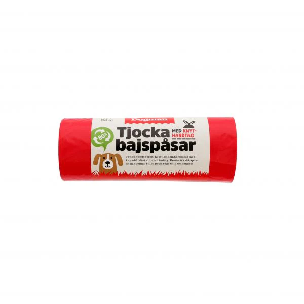 Bajspåsar med handtag 50 pack Röd