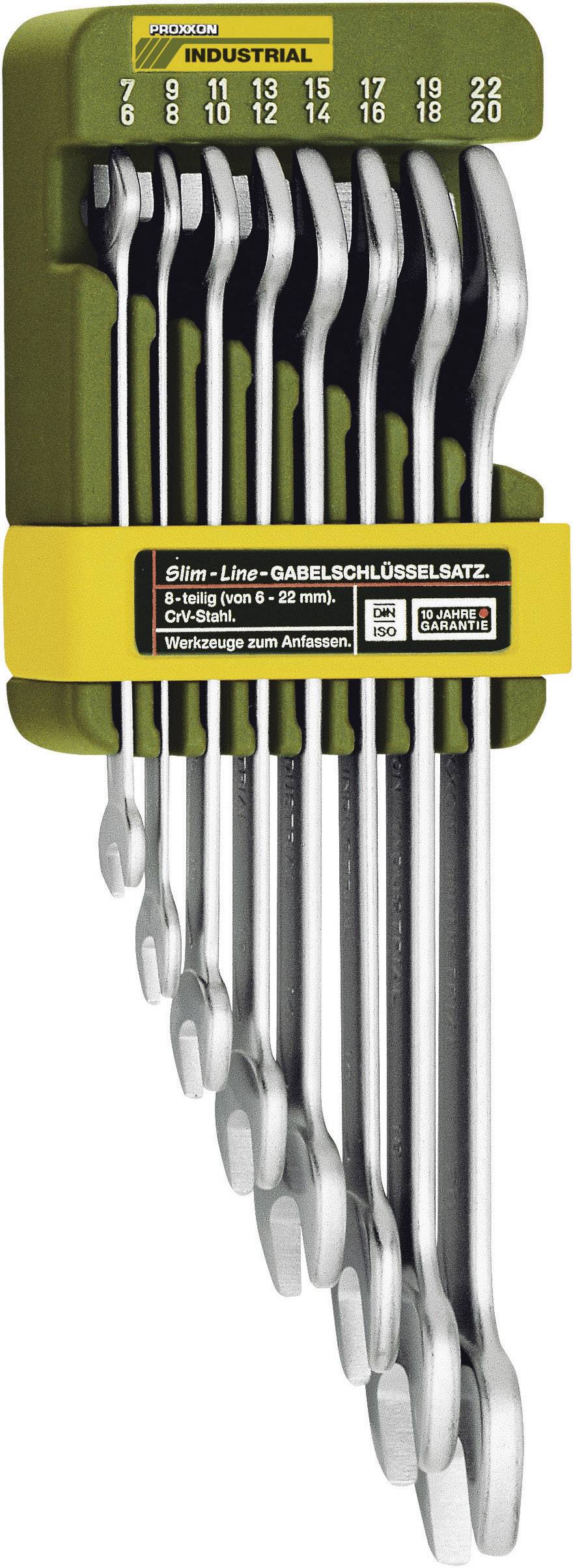 Proxxon Industrial 23800 SlimLine Dubbelskruvnyckelsats 8 delar Nyckelvidd (Metrisk) (för titel) 6 – 22 mm