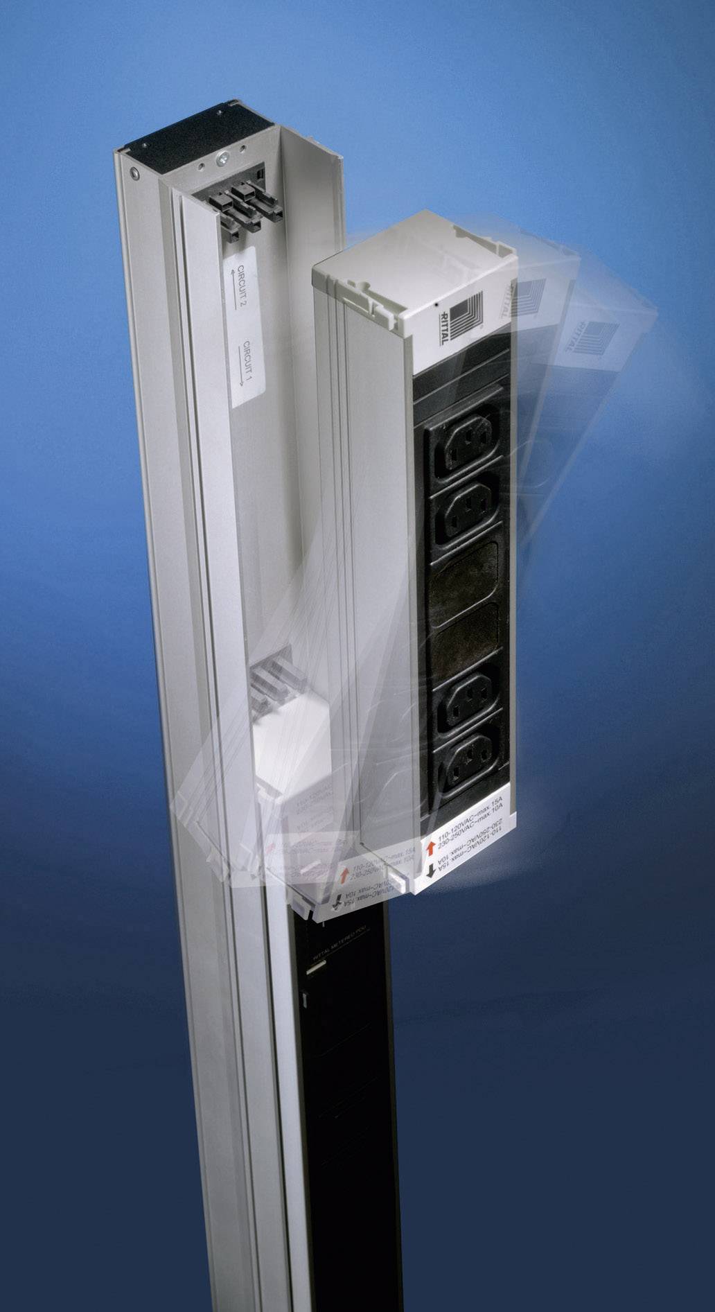 Rittal 7856.008 19 tum 47 U IEC C13 10A Överströmsskydd Aluminium