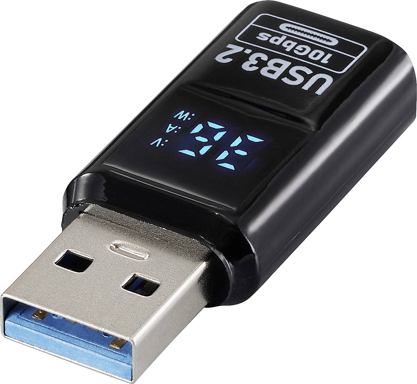 Renkforce USB Adapter [1x USB-A kontakt – 1x USB-A uttag] USB 3.2 Type A Charging Adapter, PD36W, 10 Gpbs LED-display, l