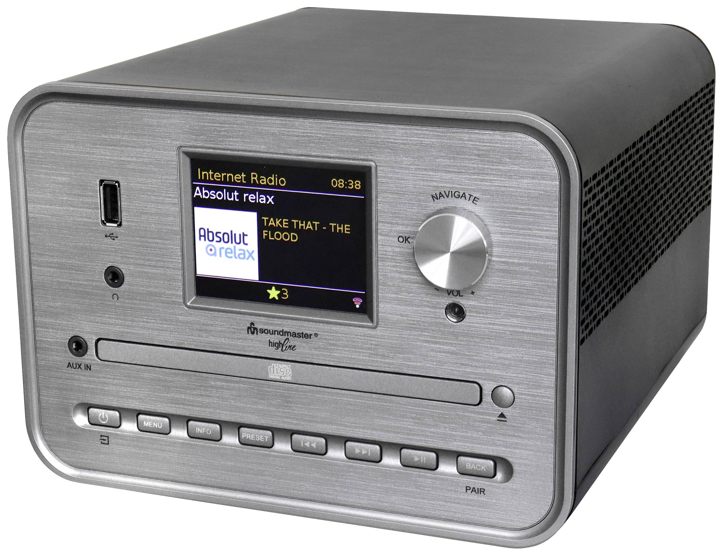 soundmaster ICD1050SW si CD-spelare Silver Internetradio, DAB+, WLAN, USB, Inkl. högtalare