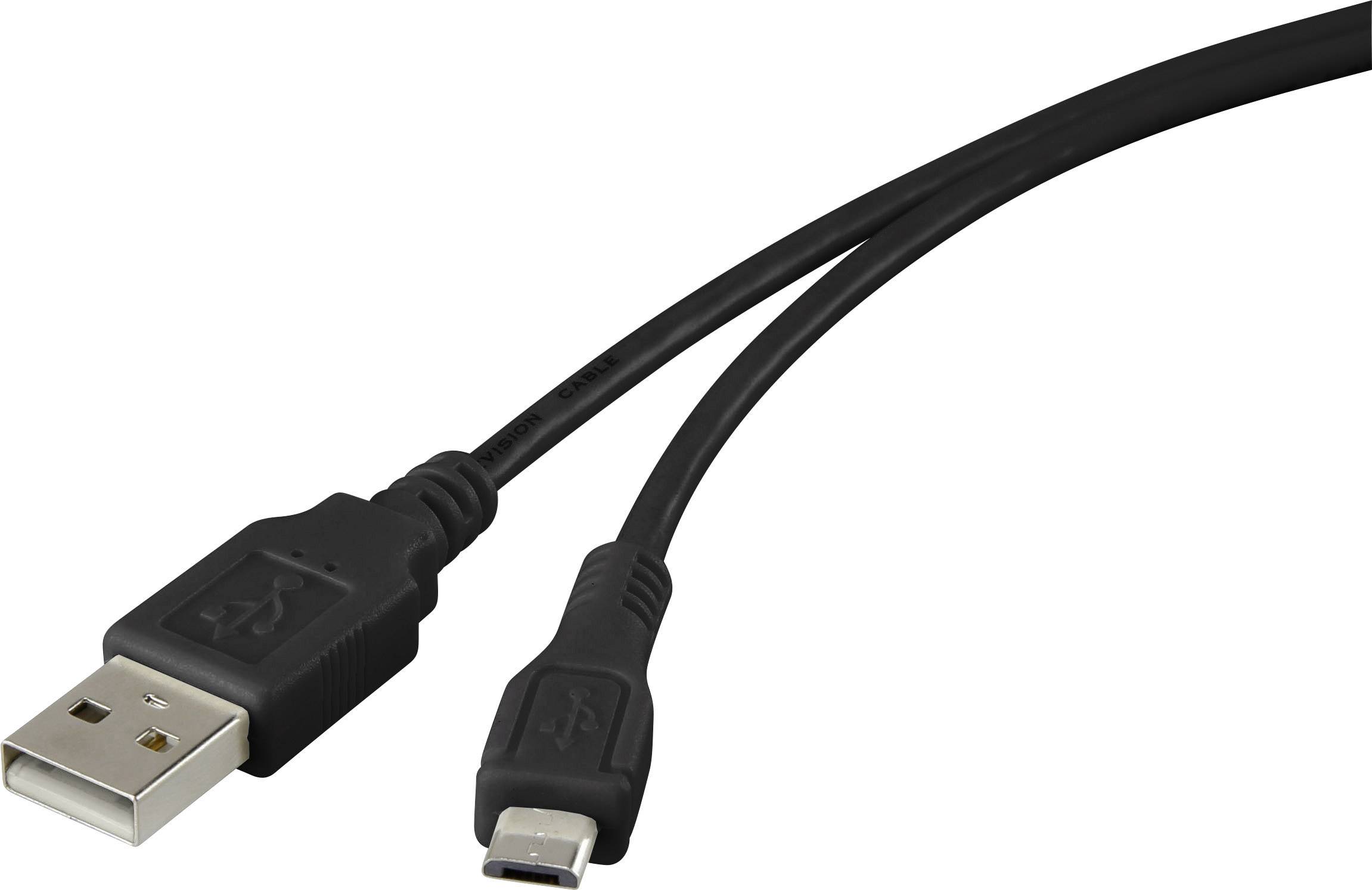 Renkforce USB-kabel USB 2.0 USB-A kontakt, USB-Micro-B-kontakt 1.00 m Svart guldpläterad kontakt RF-4316220