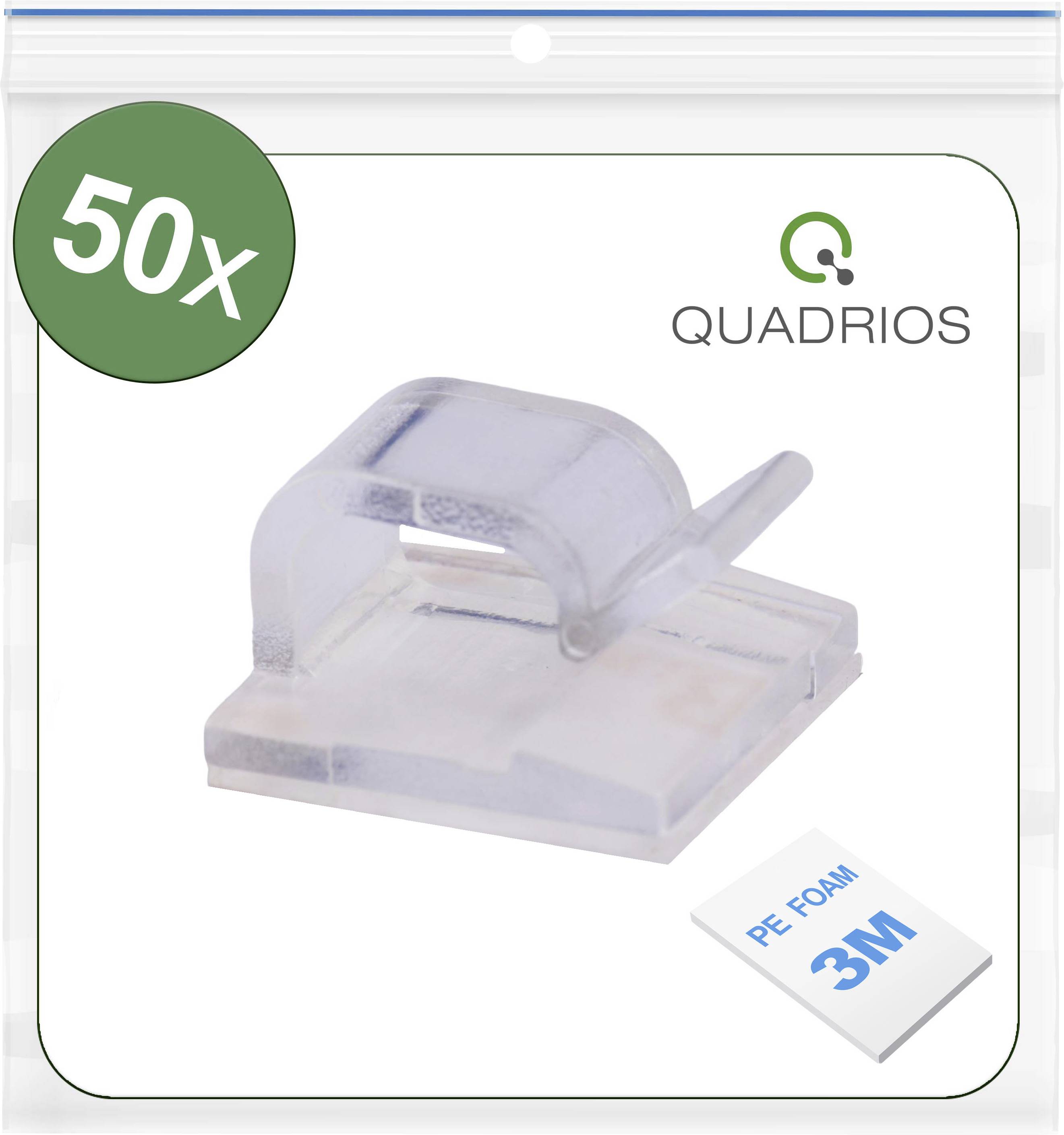 Quadrios 25CA475 Kontakthållare självhäftande 25CA475 Bunt Ø-område 1 till 7 mm Transparent 50 st