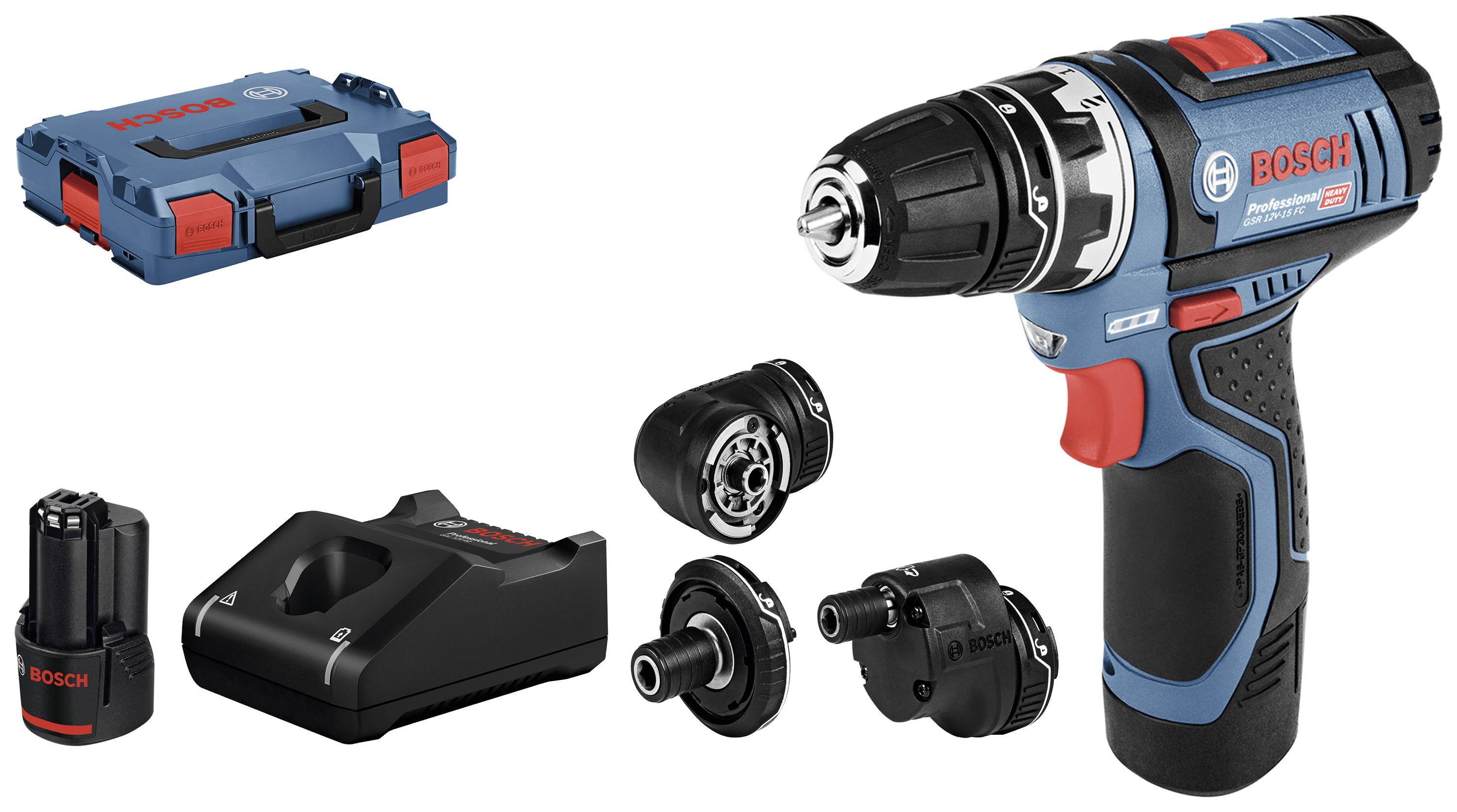 Bosch Professional GSR 12V-15 FlexiClick 06019F6000 Borrskruvdragare batteri 12 V 2 Ah Li-Ion inkl. 2x batterier, inkl.
