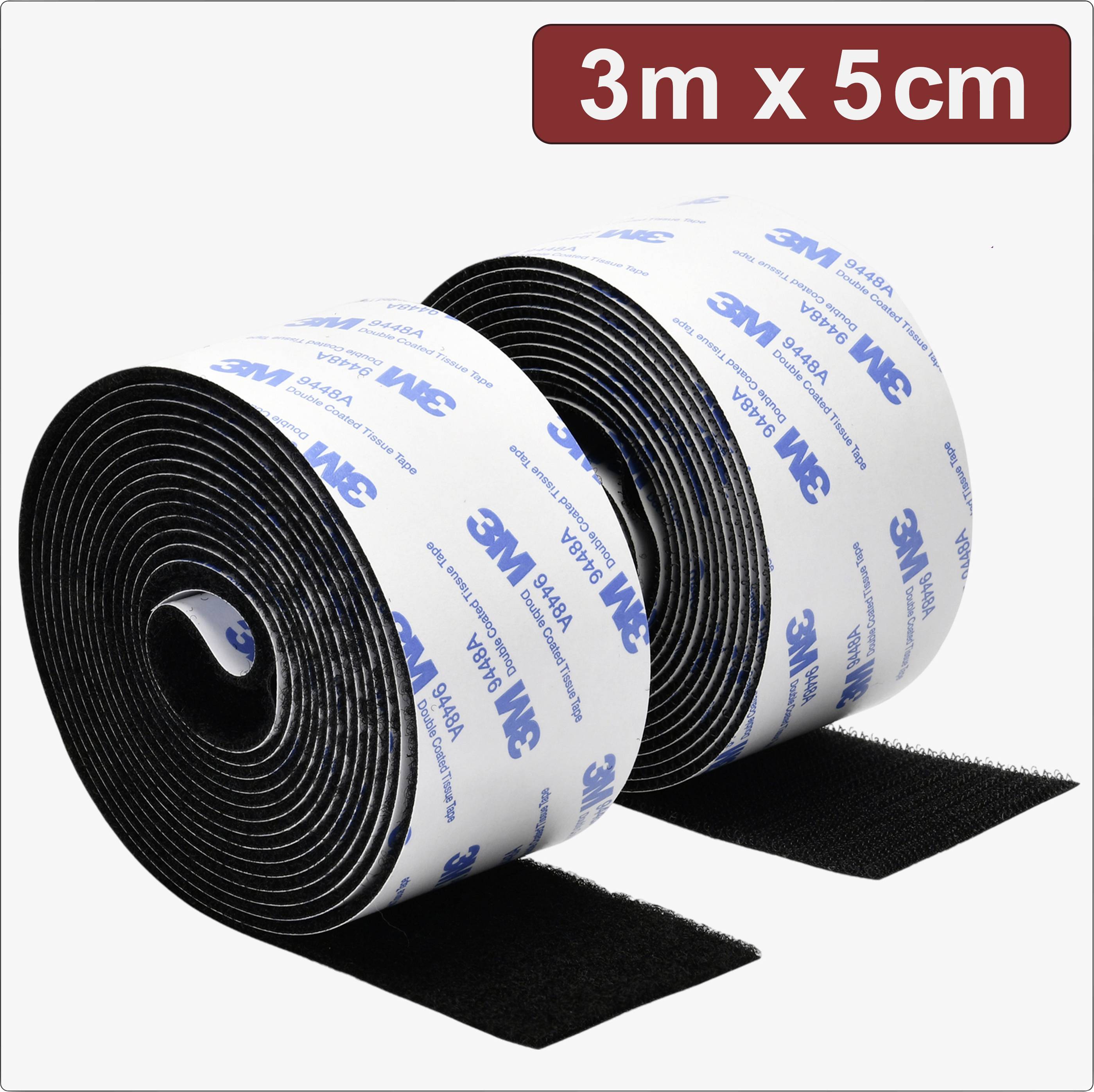 Quadrios 24CA322 Kardborreband för fastlimning Statisk del och fleecedel (L x B) 3 m x 5 cm Svart 3 m