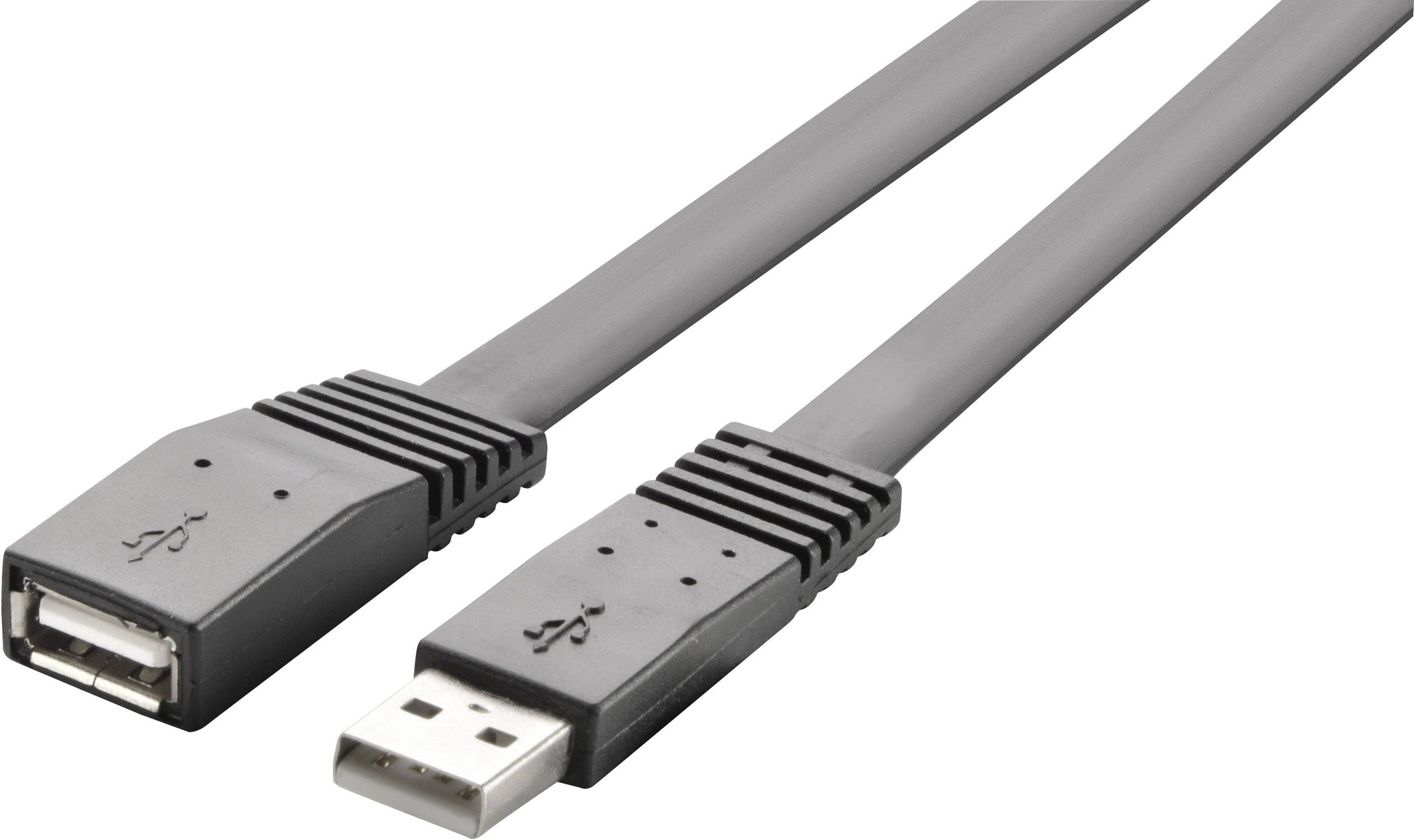 Renkforce USB-kabel USB 2.0 USB-A kontakt, USB-A uttag 3.00 m Svart Högflexibel RF-4096101
