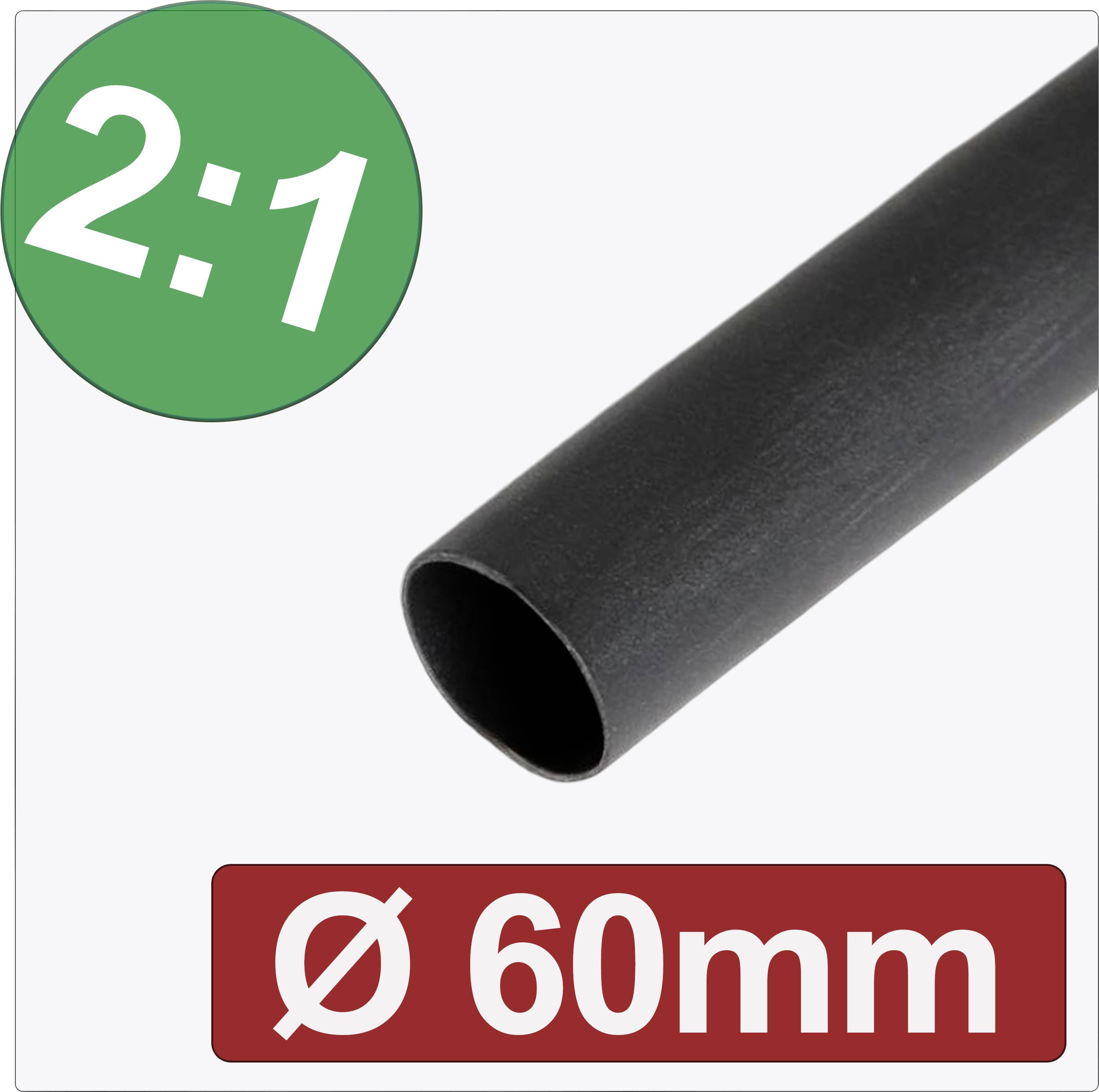 Quadrios 24CA277 Krympslang utan lim Svart 60 mm 30 mm Krympförhållande:2:1 Metervara