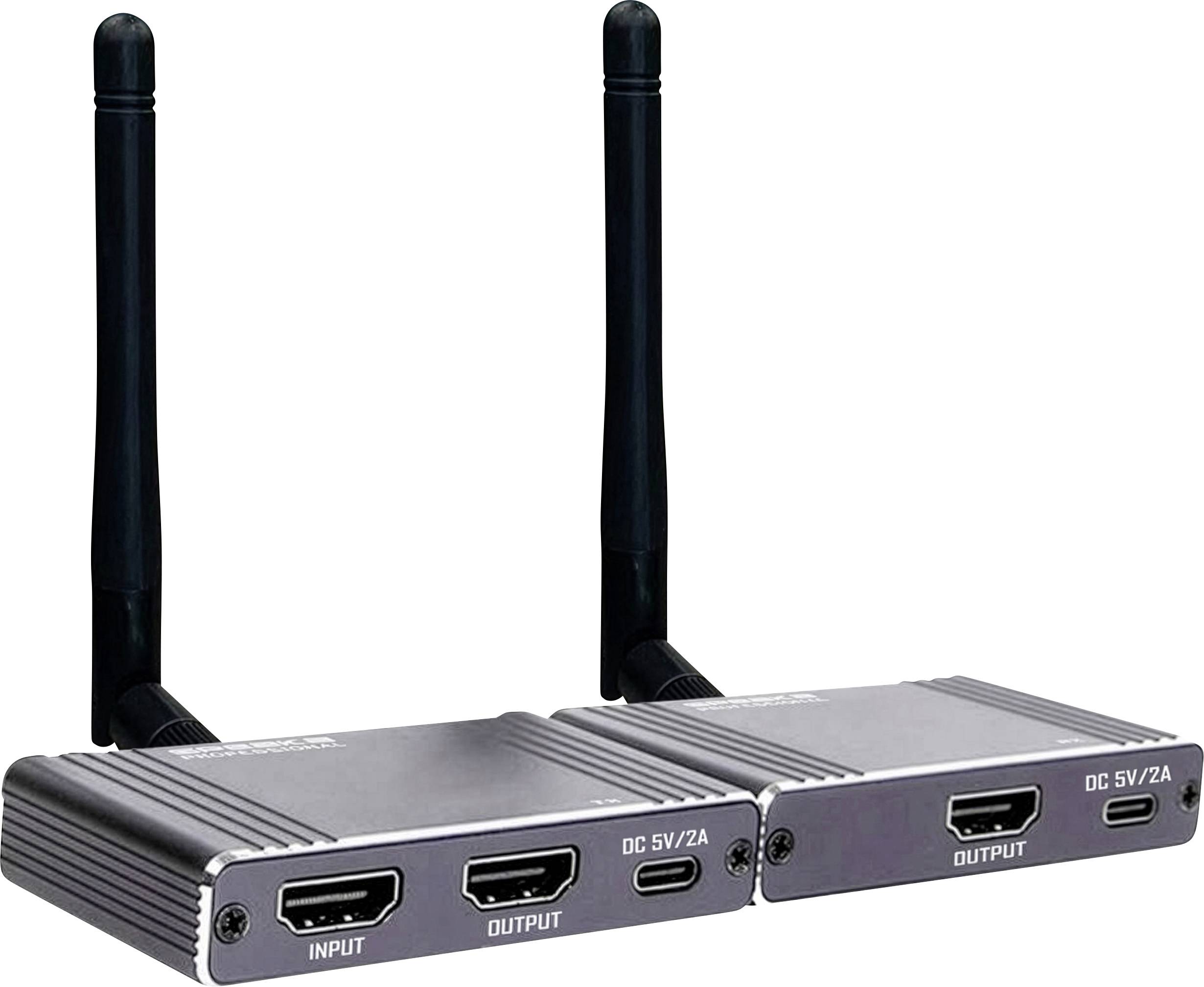 SpeaKa Professional SP-WLME-400 Trådlös HDMI-överföring (Set) 180 m 5 GHz 1920 x 1080 Pixel genomslingad HDMI-utgång