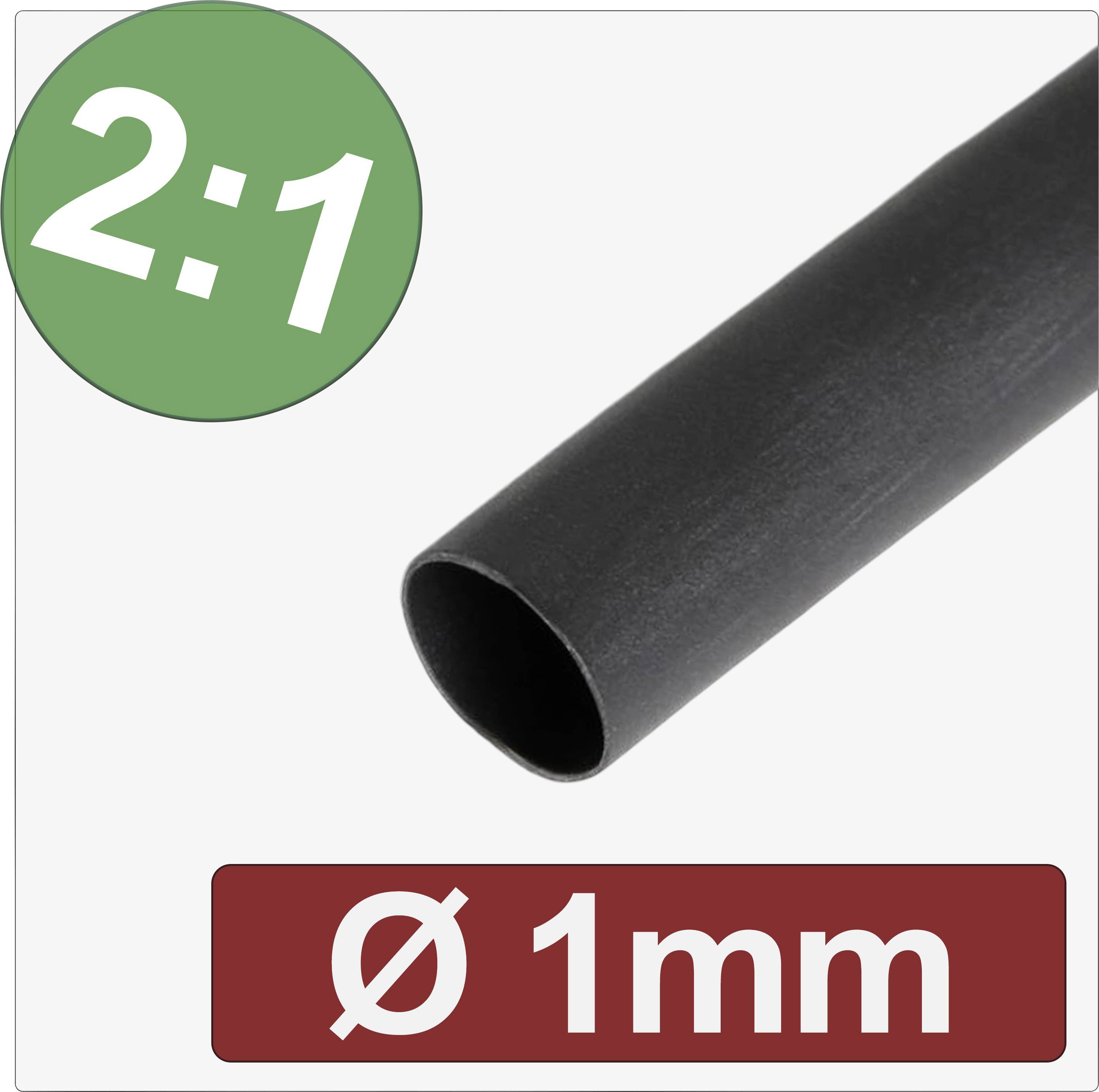 Quadrios 24CA261 Krympslang utan lim Svart 1 mm 0.50 mm Krympförhållande:2:1 Metervara
