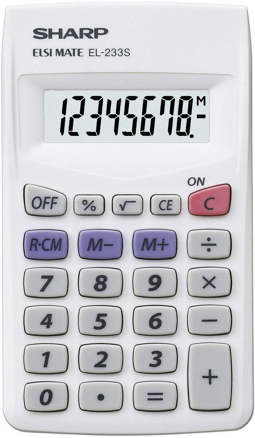 Sharp EL-233 S Miniräknare Vit Display (ställen): 8 batteri (L x B x H) 105 x 62 x 8 mm