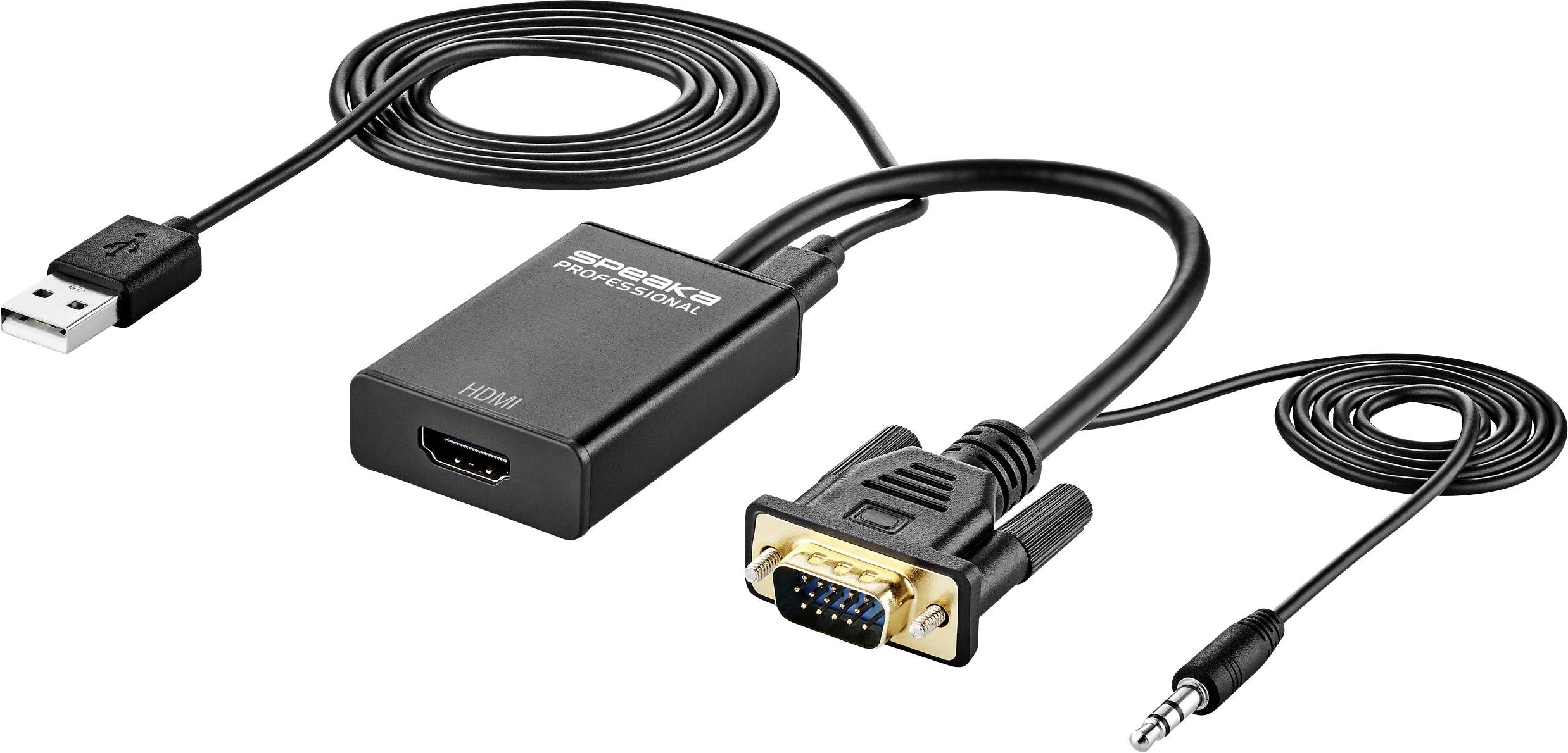 SpeaKa Professional AV Konverter SP-12111624 [VGA, Teleplugg – HDMI] 1920 x 1080 Pixel