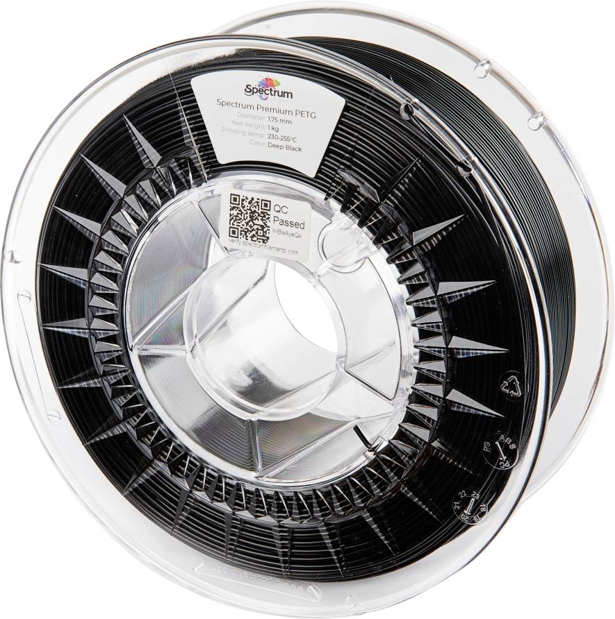 Spectrum Filaments 80056 PET-G Premium 3D-skrivare Filament PETG kemiskt beständig, Slagtålig 1.75 mm 1000 g Deep Black,