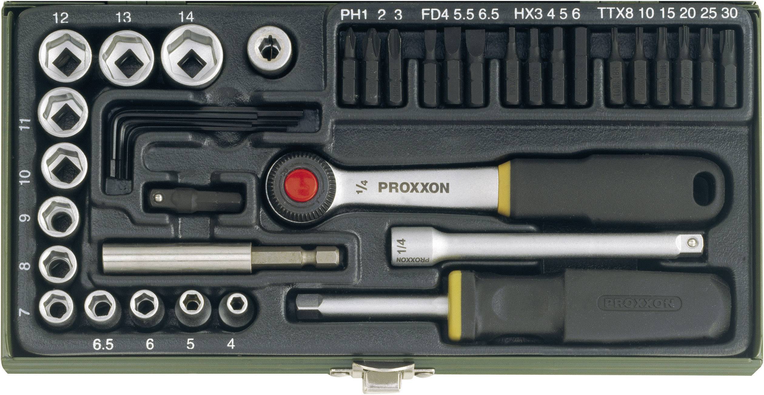 Proxxon Industrial Hylsnyckel-bitsinsats-set metrisk 1/4″ 39 delar 23070