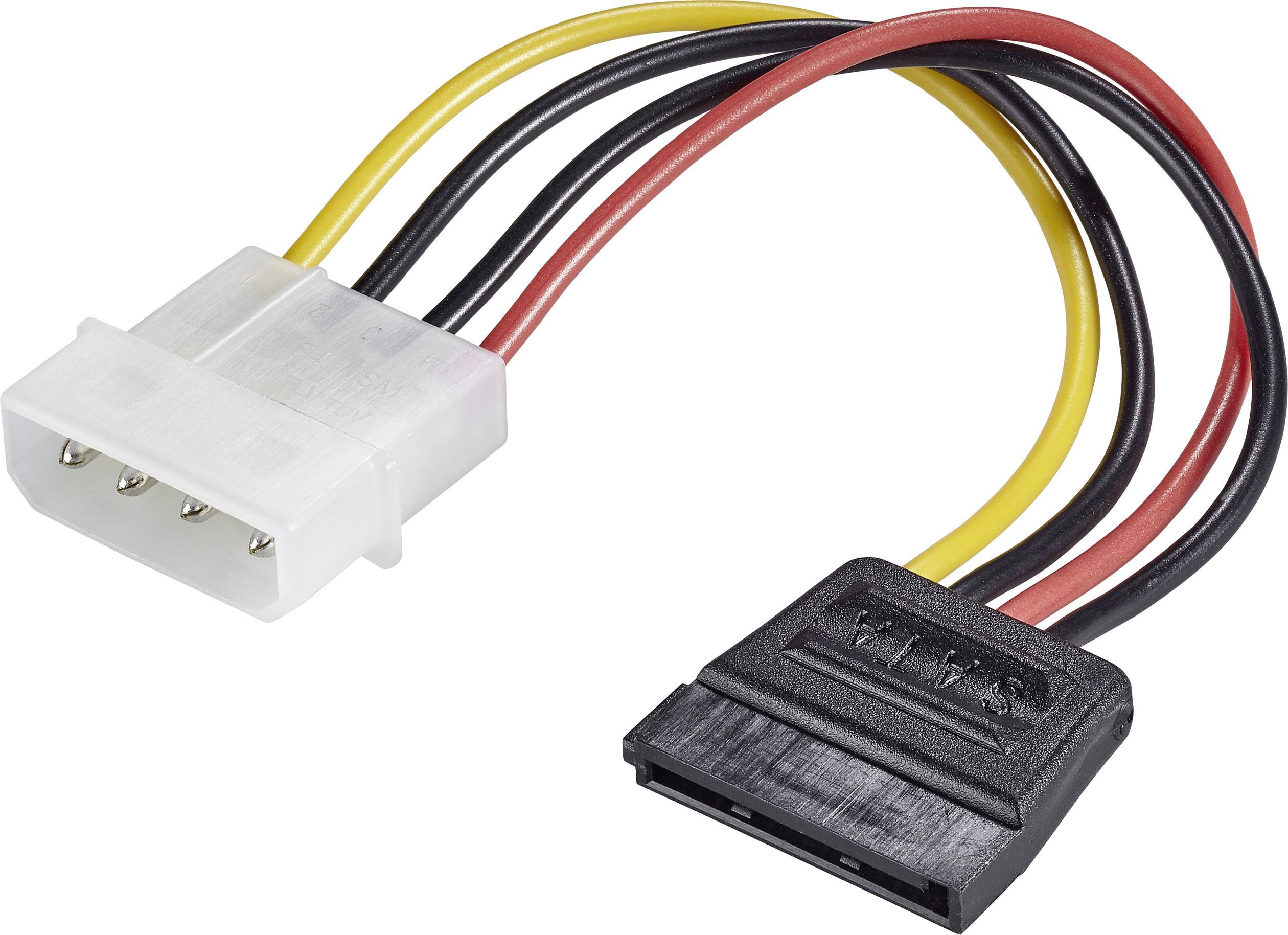 Renkforce Ström Adapter [1x IDE-ström 4-pol hane – 1x SATA-strömkontakt hona 15-pol] 0.12 m Svart, Röd, Gul