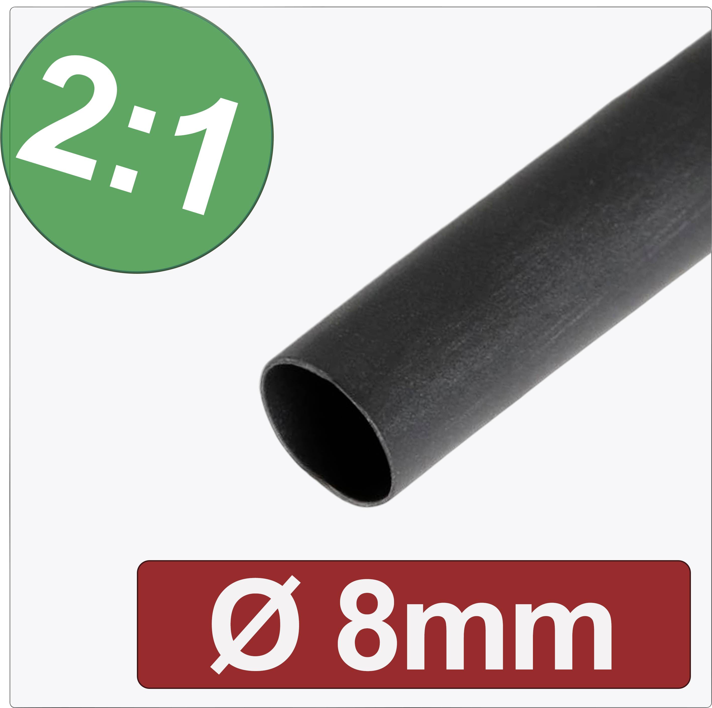 Quadrios 24CA265 Krympslang utan lim Svart 8 mm 4 mm Krympförhållande:2:1 Metervara