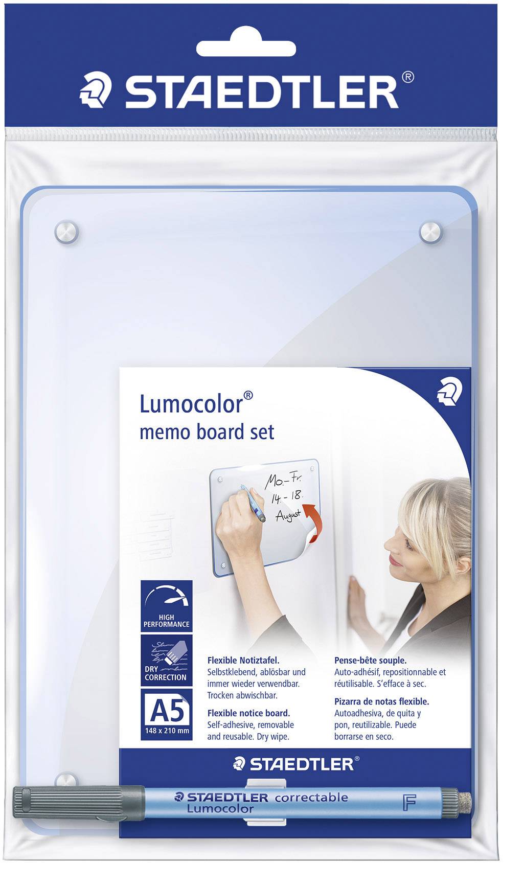 Staedtler Whiteboard STAEDTLER Lumocolor memo board set – Whiteboard (B x H) 148 mm x 210 mm Transparent Raderbar whiteb