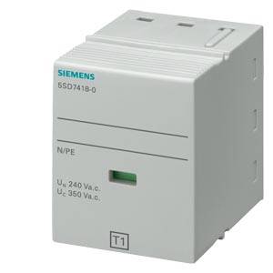 Siemens 5SD74180 Kontaktdel typ 1 N-PE Kravklass B, UC 350V 1-polig för kombi-avledare Kontaktdel 1 st