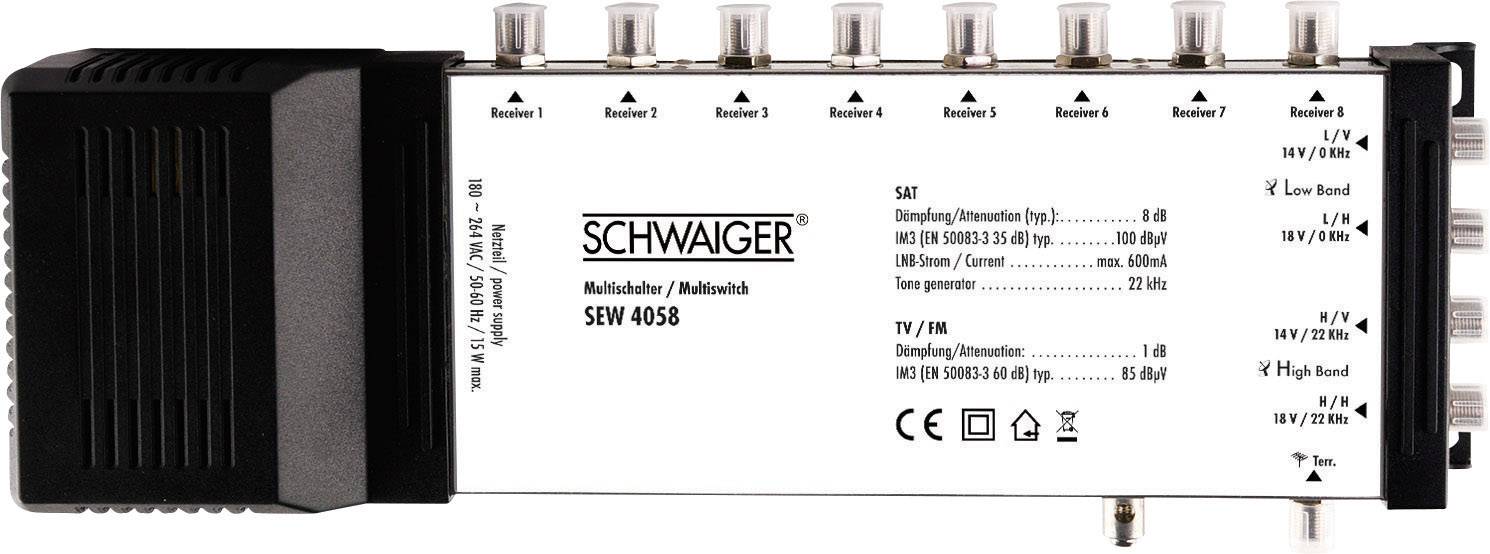 Schwaiger SEW4058 SAT multiswitch Input (SAT): 5 (4 satellit / 1 markbunden) Abonnenter: 8 Quad LNB-kompatibel