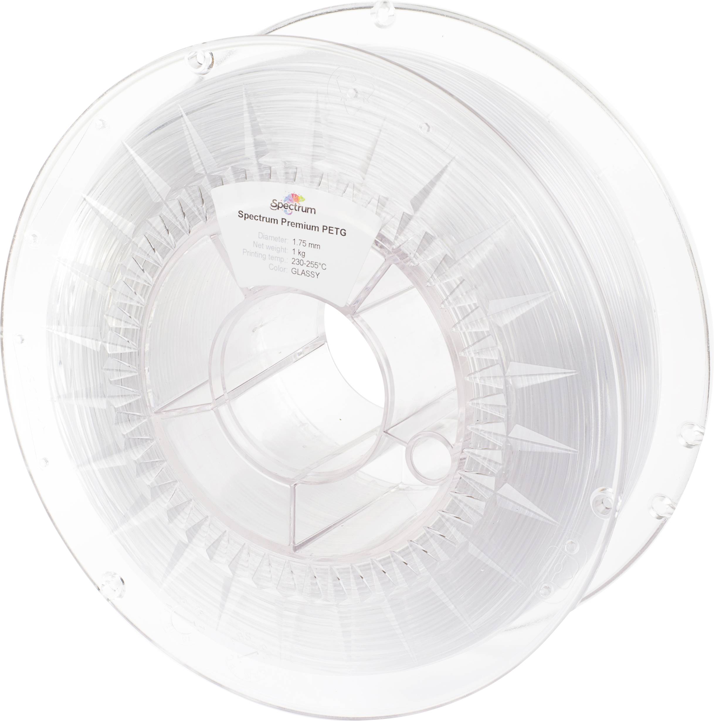 Spectrum Filaments 80054 PET-G Premium 3D-skrivare Filament PETG kemiskt beständig, Slagtålig 1.75 mm 1000 g Glas, Trans