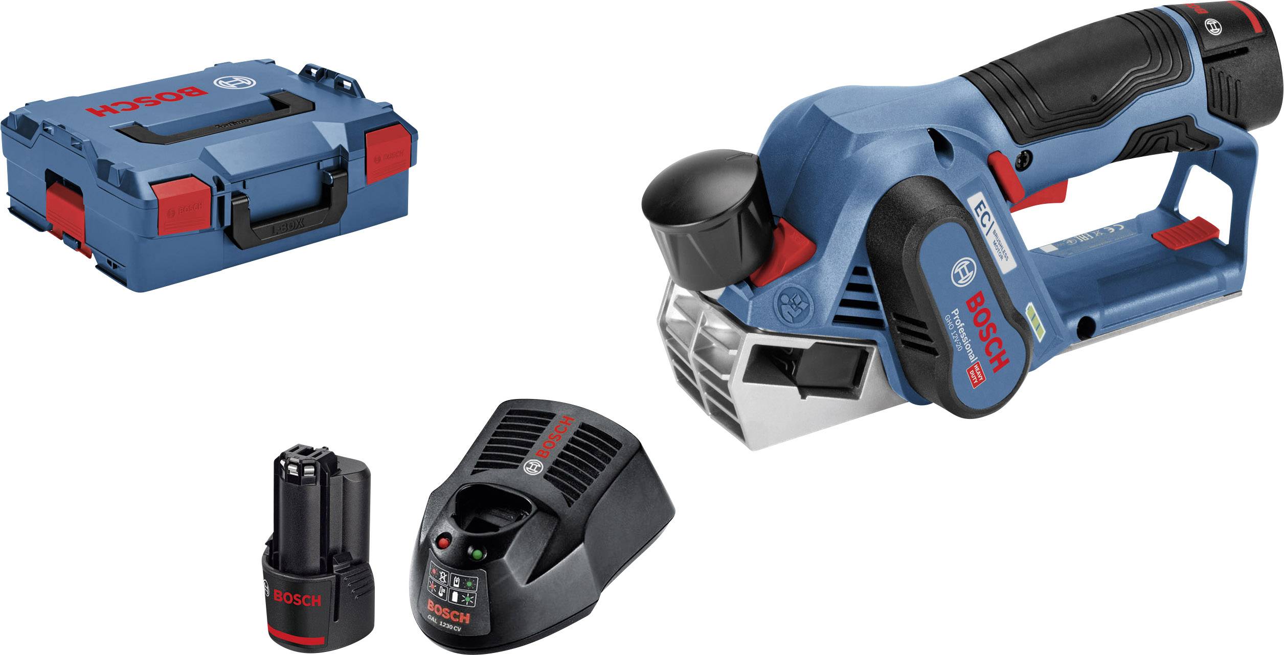 Bosch Professional GHO 12V-20 Batteridriven hyvel inkl. 2x batterier, inkl. väska Hyvelbredd: 56 mm 12 V 3 Ah falsdjup (