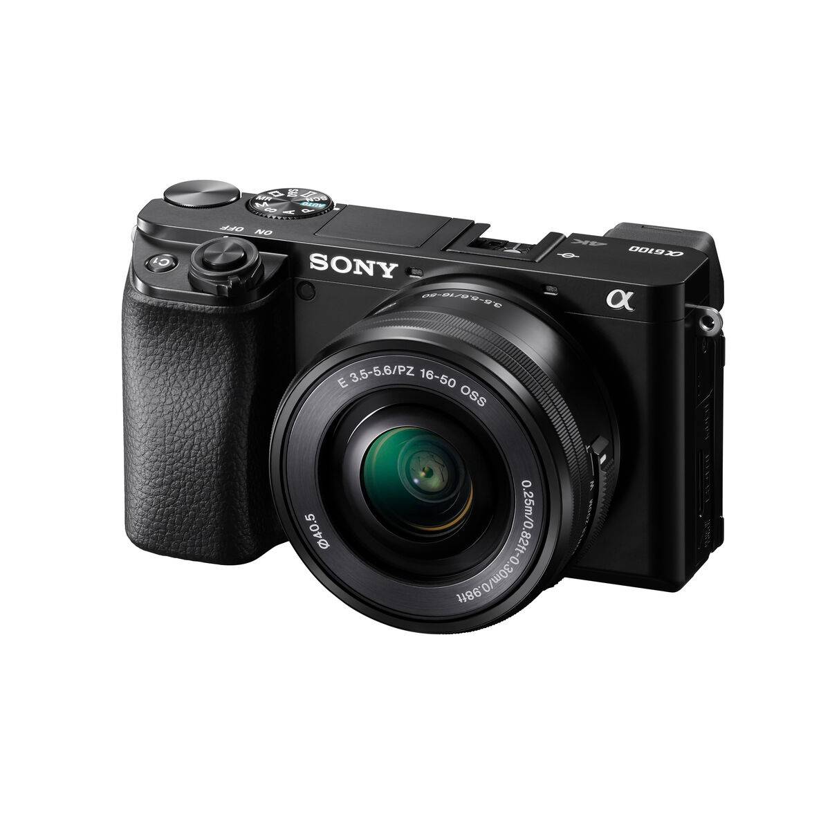 Sony alpha 6100 Digitalkamera 24.2 Megapixel Svart 4K-video, Bluetooth, Hopfällbar display, Optisk bildavsökare, WiFi