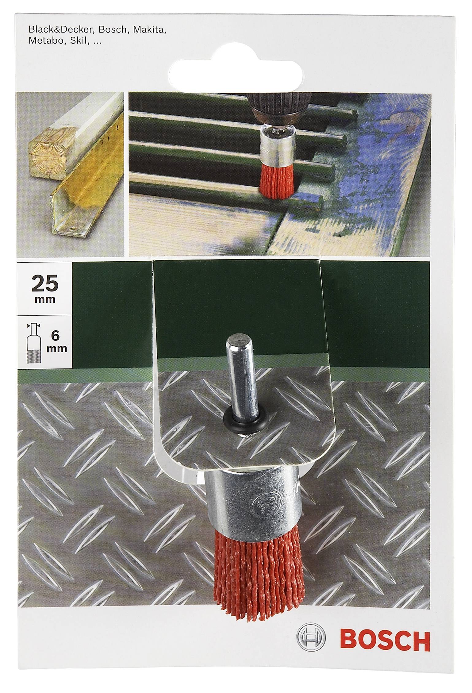 Bosch Accessories Penselborste för borrmaskiner – nylontråd med korund slipmedel K80, 25 mm Skaft-Ø 6 mm 2609256540 1 st