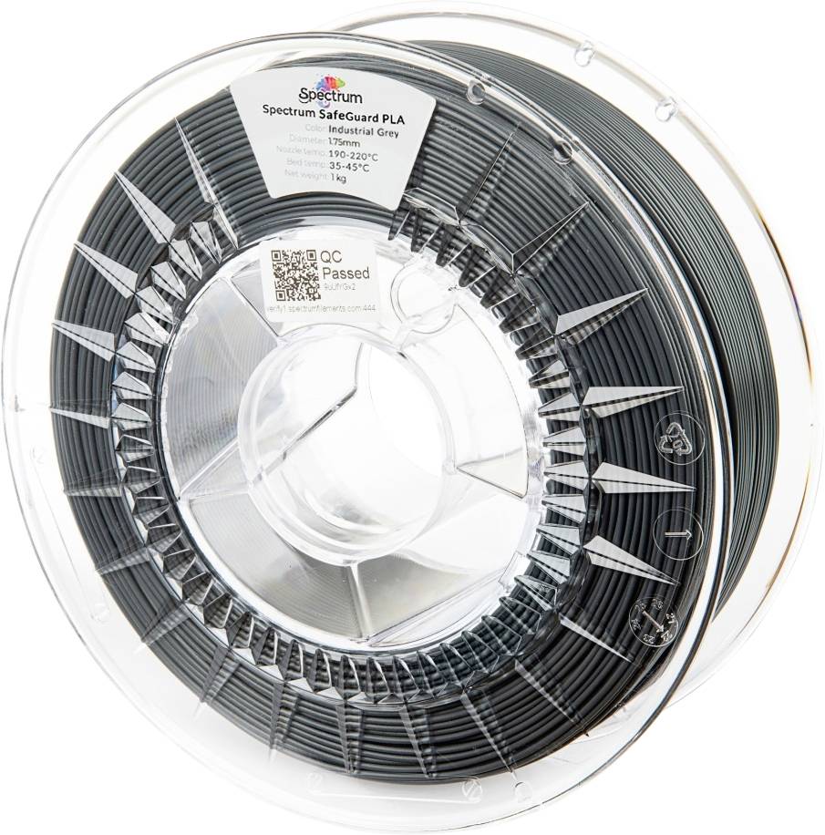 Spectrum Filaments 81556 Safeguard PLA 3D-skrivare Filament PLA-plast Antibakteriell 1.75 mm 1000 g Industrial Grey, Grå