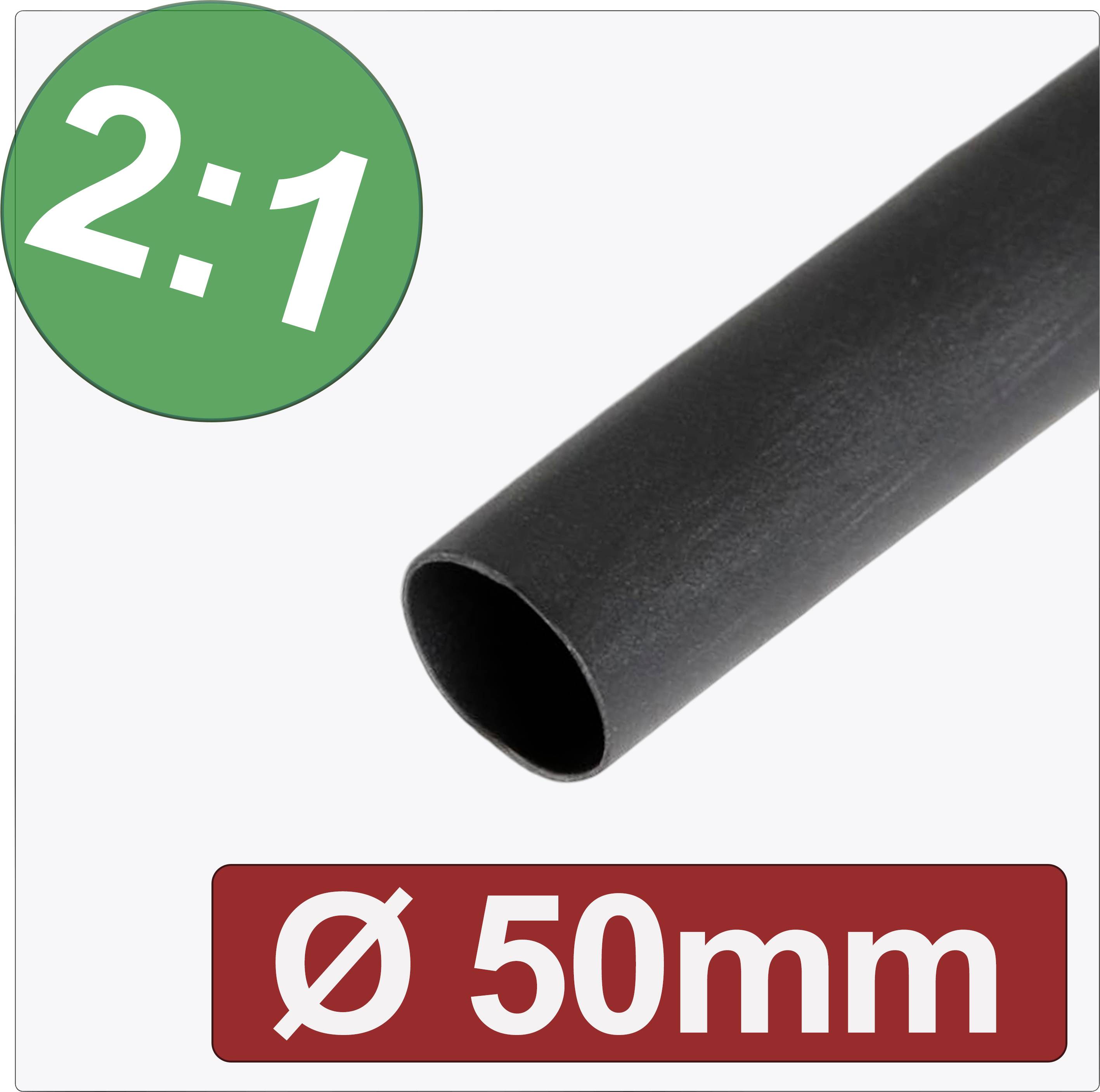 Quadrios 24CA276 Krympslang utan lim Svart 50 mm 25 mm Krympförhållande:2:1 Metervara