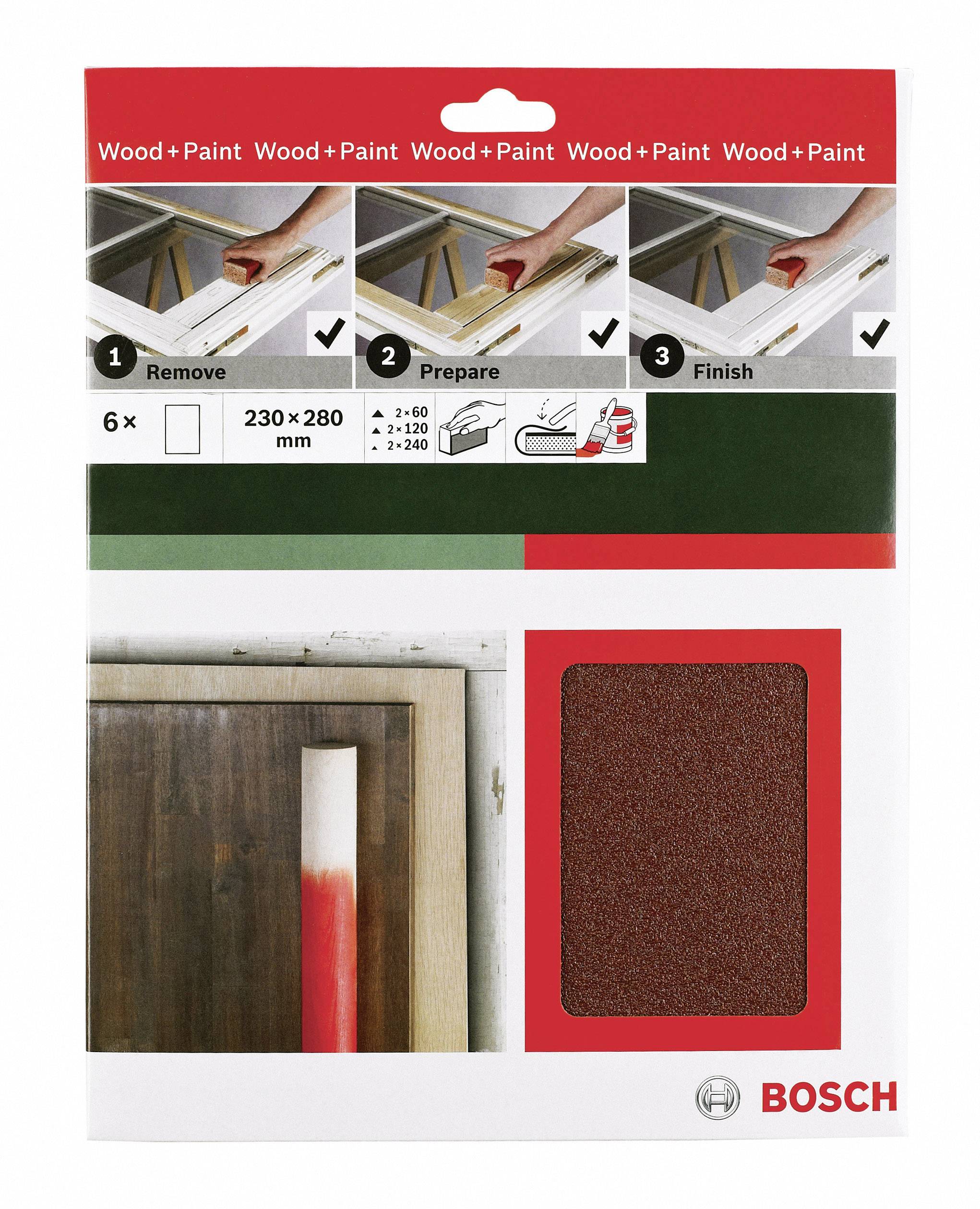 Bosch Accessories Universal Remove Prepare Finish 2609256C39 Handslippapper-set Kornighet 60, 120, 240 (L x B) 230 mm x