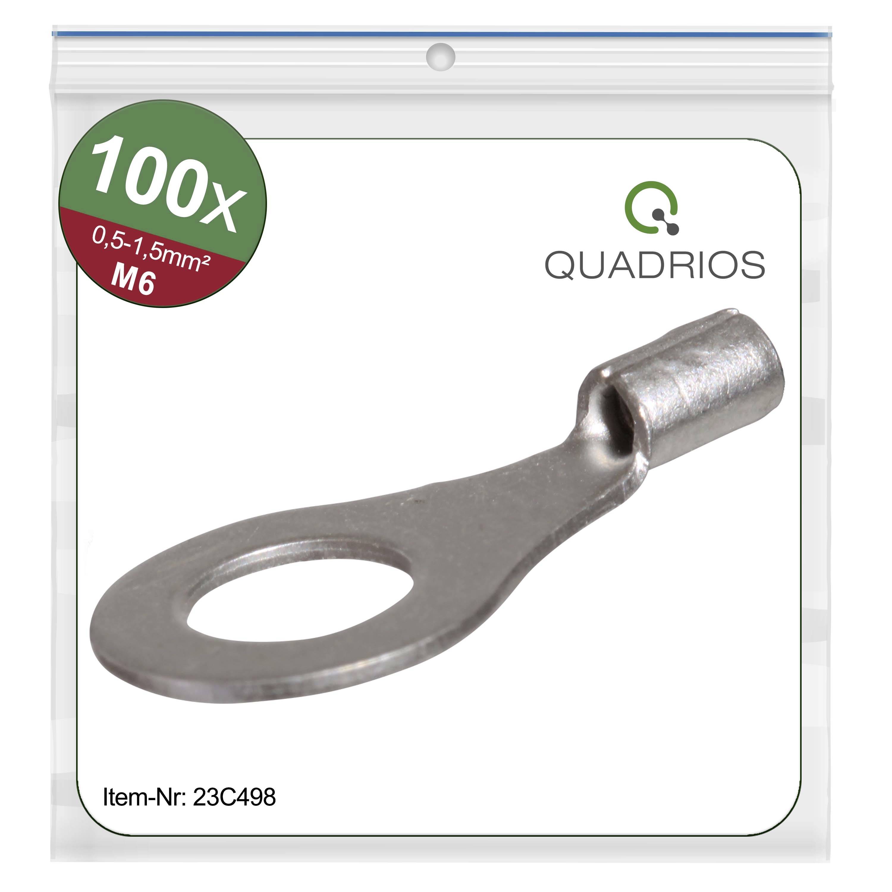 Quadrios 23C498 Ringkabelsko Tvärsnitt (max.)=1.5 mm² Hål-Ø=6.5 mm Oisolerad 100 st