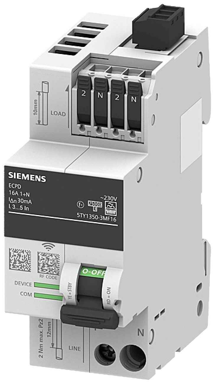 Siemens 5TY13503MF16 Elektroniskt skyddsbrytarsystem 1 fasig F 2-polig 0.03 A 230 V