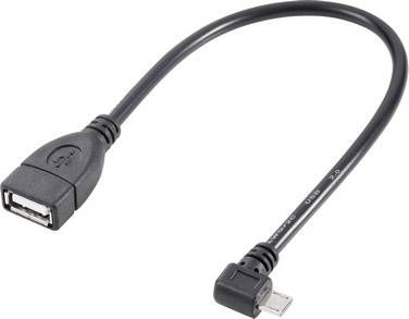 Renkforce USB-kabel USB 2.0 USB-Micro-B-kontakt, USB-A uttag 0.10 m Svart OTG, guldpläterad kontakt RF-4080777