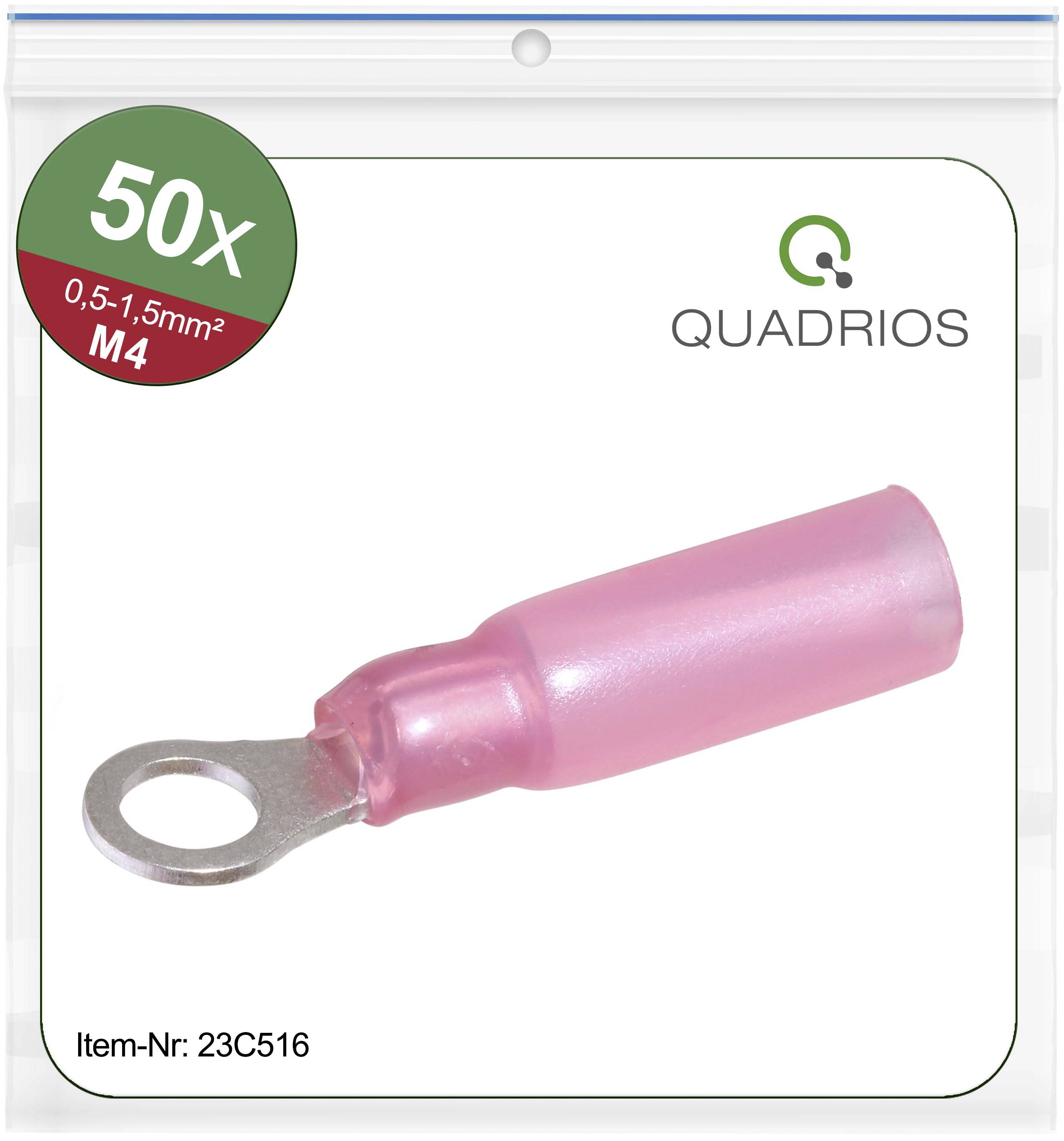 Quadrios 23C516 Ringkabelsko Tvärsnitt (max.)=1.5 mm² Hål-Ø=4.3 mm Delisolerad Röd 50 st