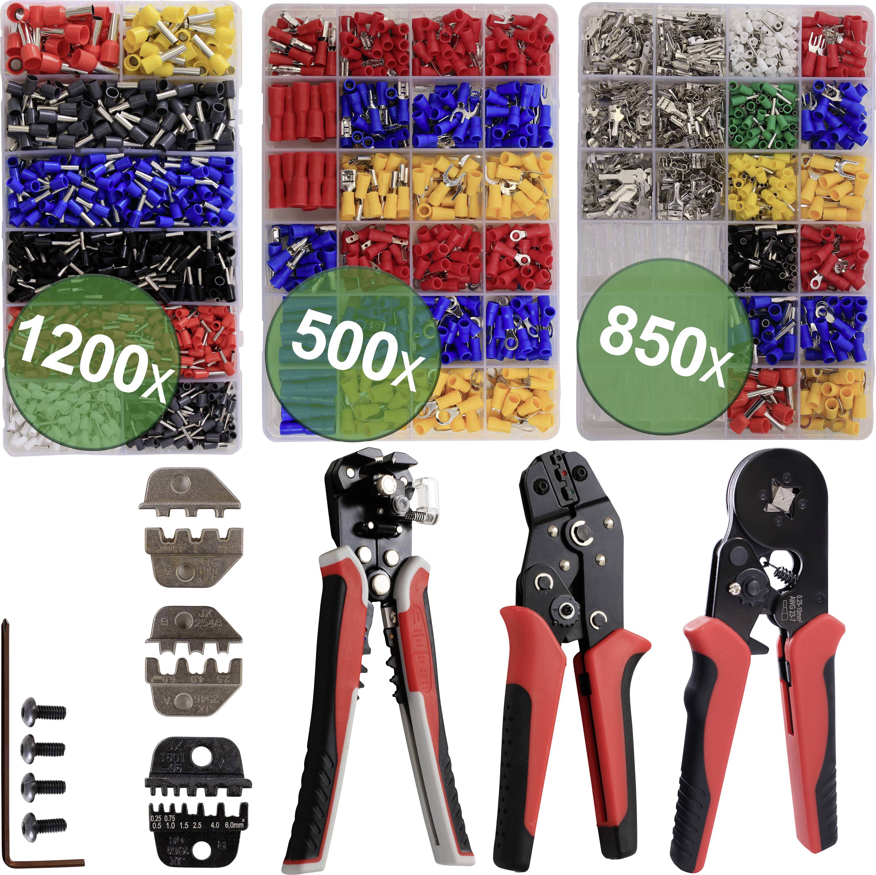 Quadrios 24T065 24T065 Crimptång-set Ändhylsor, Flat kontakthylsa, Flatkontakt, Kontaktdon solcell 0.25 till 6 mm²