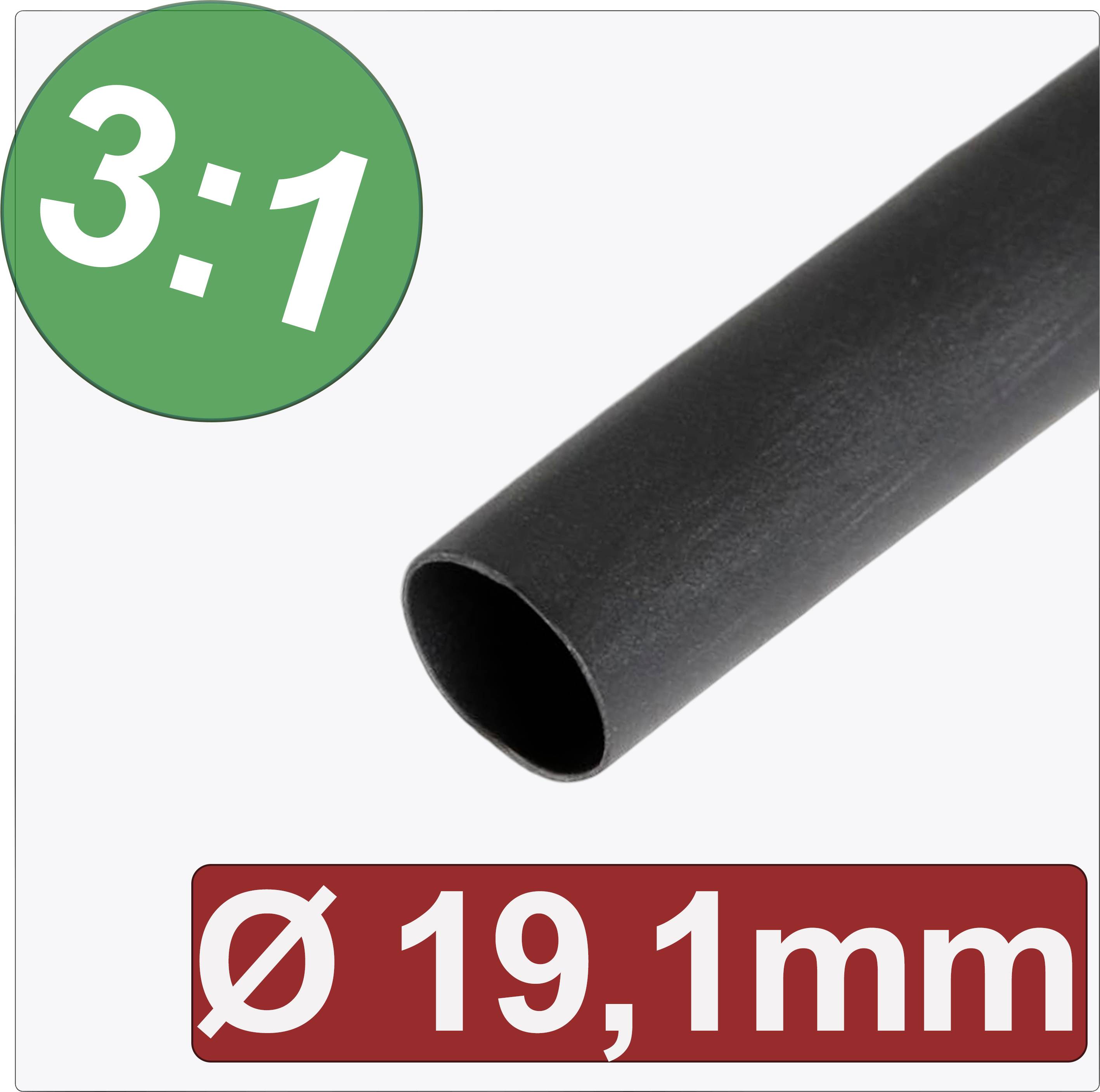 Quadrios 24CA291 Krympslang med lim Svart 19.10 mm 6.37 mm Krympförhållande:3:1 Metervara