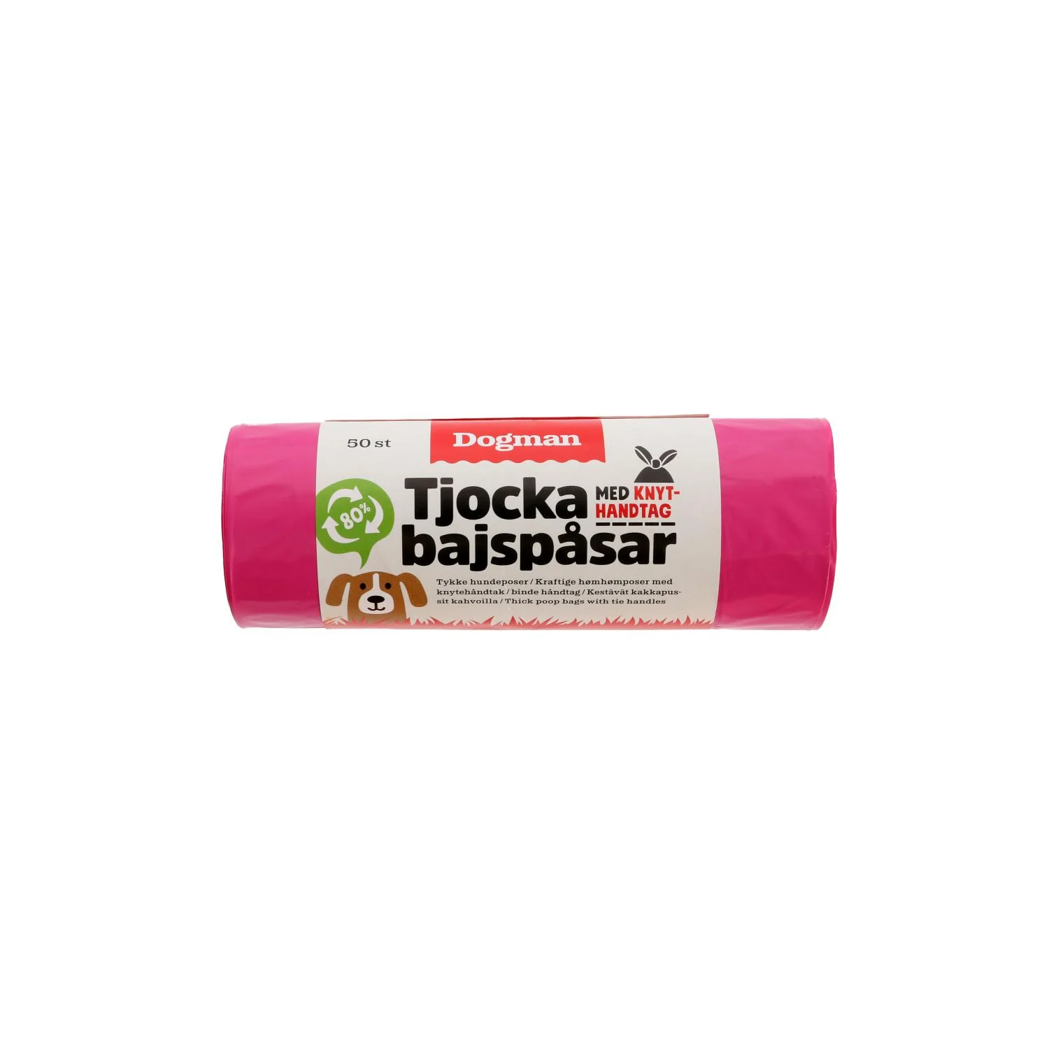 Bajspåsar med handtag 50 pack, rosa