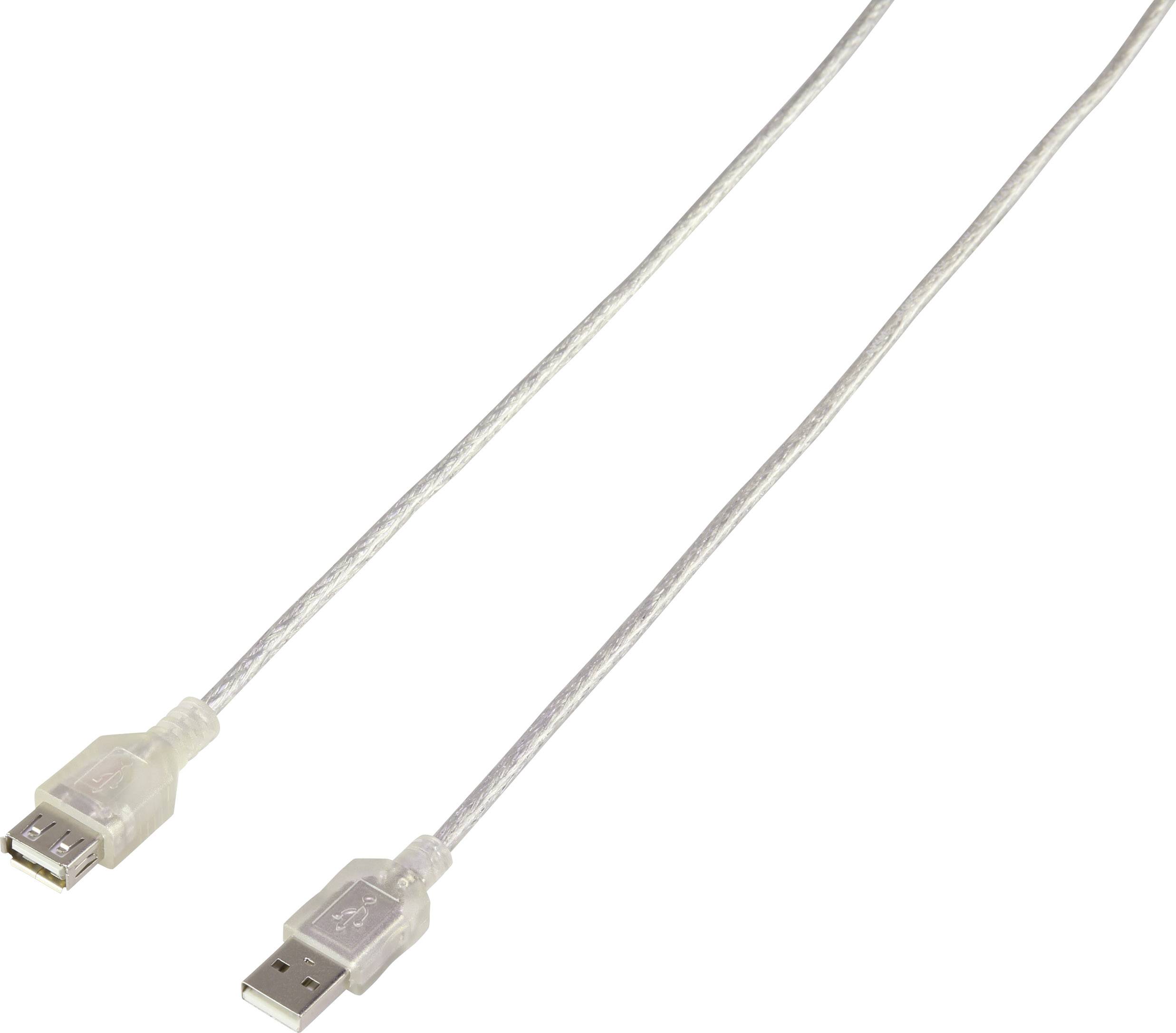 Renkforce USB-kabel USB 2.0 USB-A kontakt, USB-A uttag 3.00 m Transparent RF-4538152