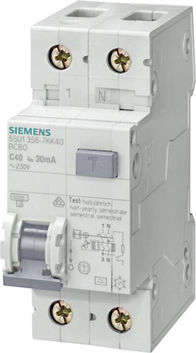 Siemens 5SU16567KK20 Jordfelsbrytare/Säkerhetsbrytare 2-polig 20 A 0.3 A 230 V