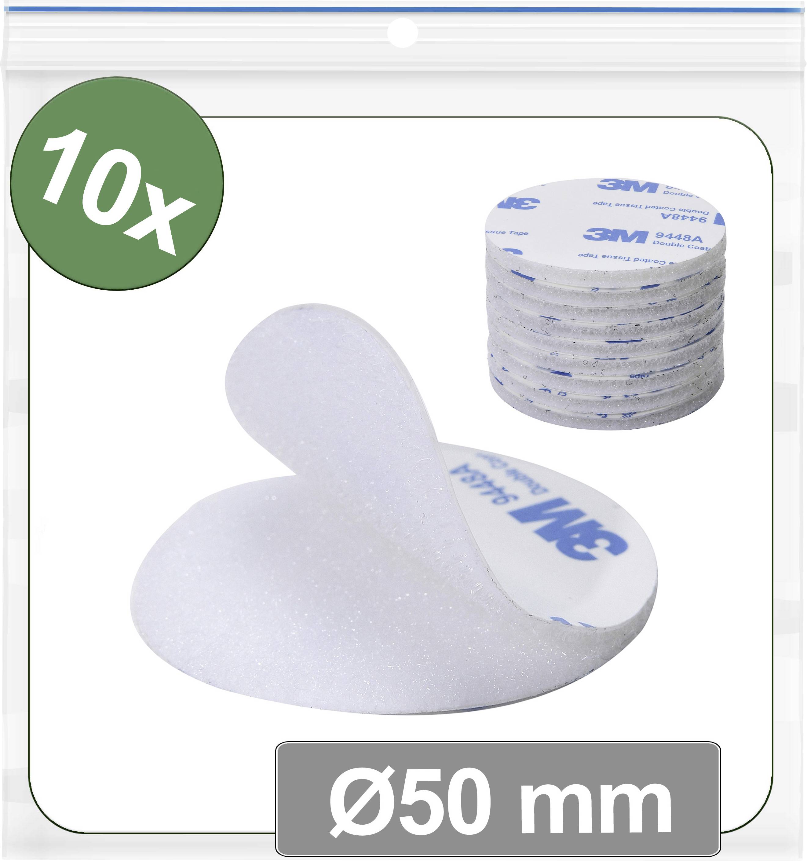 Quadrios 25CA680 Kardborreband-punkter för fastlimning Statisk del och fleecedel (Ø) 50 mm Vit 10 st