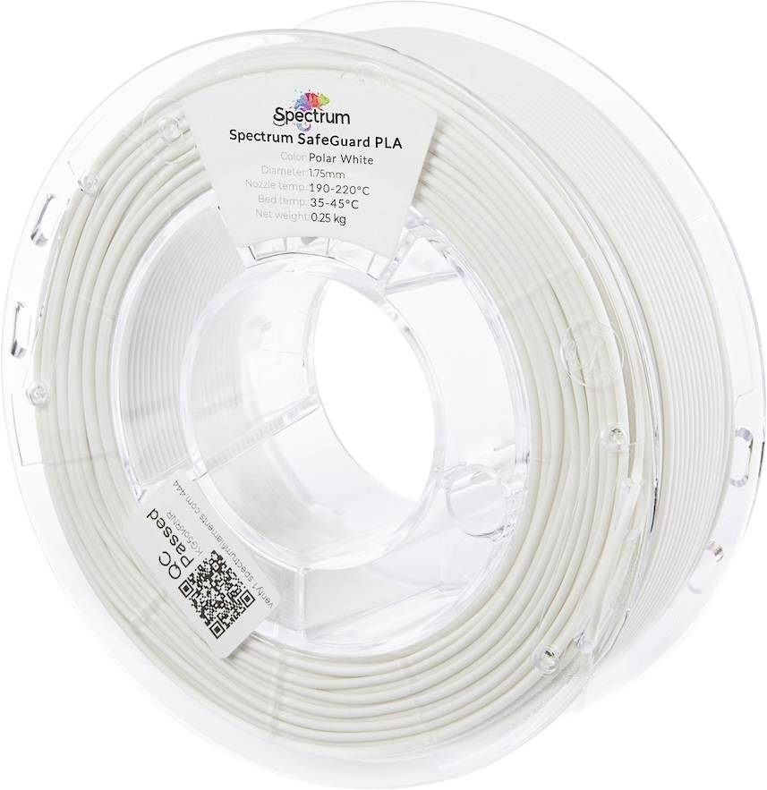 Spectrum Filaments 81553 Safeguard PLA 3D-skrivare Filament PLA-plast Antibakteriell 1.75 mm 250 g Polar White, Vit 1 st