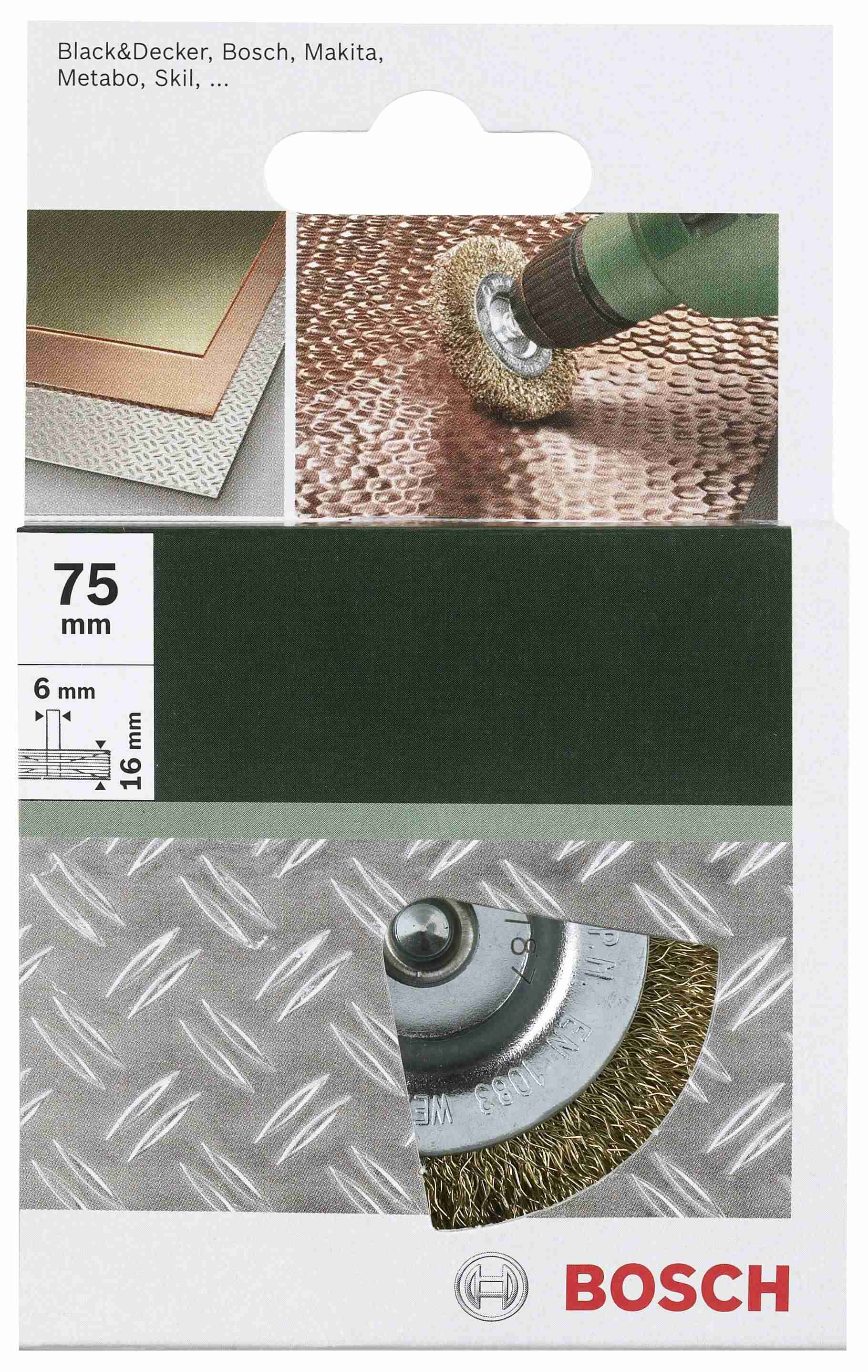 Bosch Accessories Skivborstar för borrmaskiner – vågig tråd, med mässingbeläggning, 75 m Skaft-Ø 6 mm 2609256519 1 st