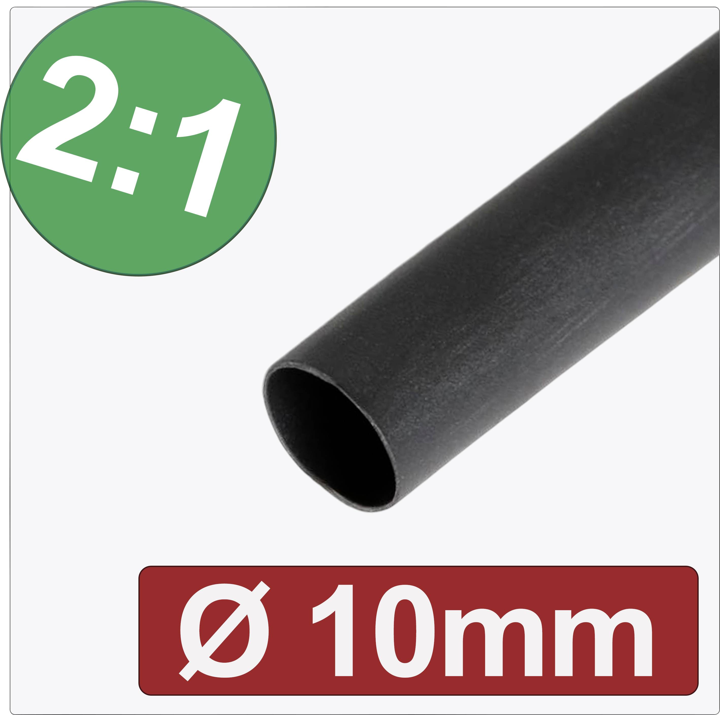 Quadrios 24CA266 Krympslang utan lim Svart 10 mm 5 mm Krympförhållande:2:1 Metervara