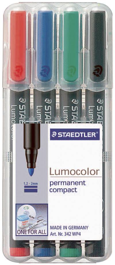 Staedtler Lumocolor permanent compact DRY SAFE 318-9WP4HZ Permanent bläckpenna Svart vattensäker: Ja