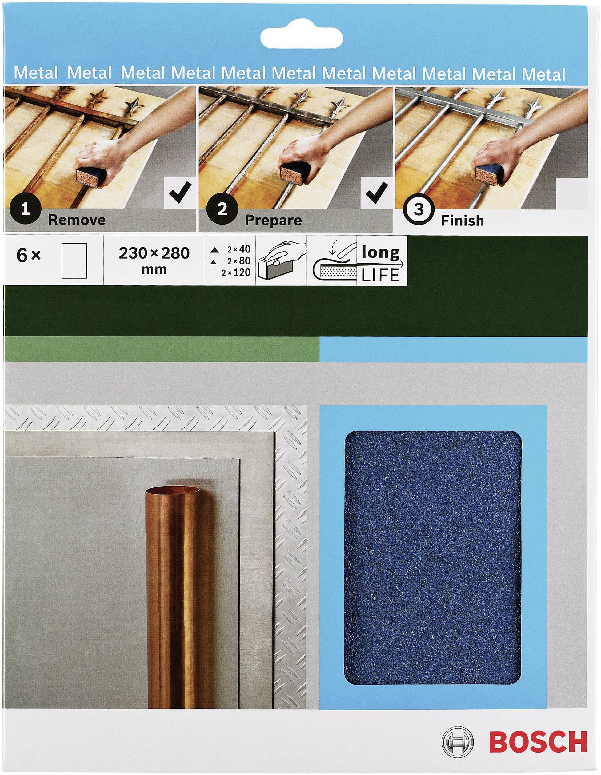 Bosch Accessories 2609256C43 Handslippapper-set Kornighet 40, 80, 120 (L x B) 230 mm x 280 mm 1 set