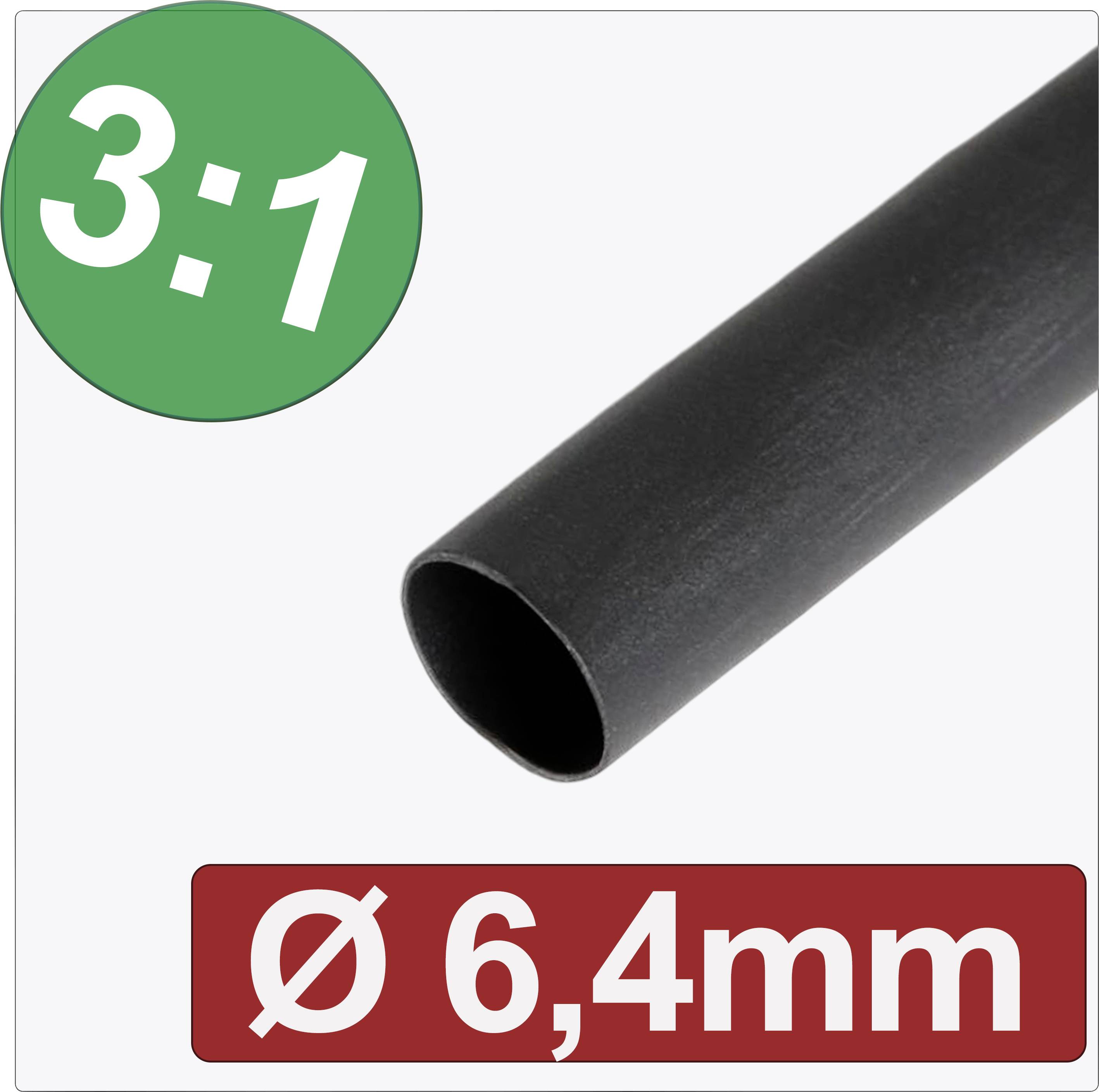 Quadrios 24CA286 Krympslang med lim Svart 6.40 mm 2.13 mm Krympförhållande:3:1 Metervara