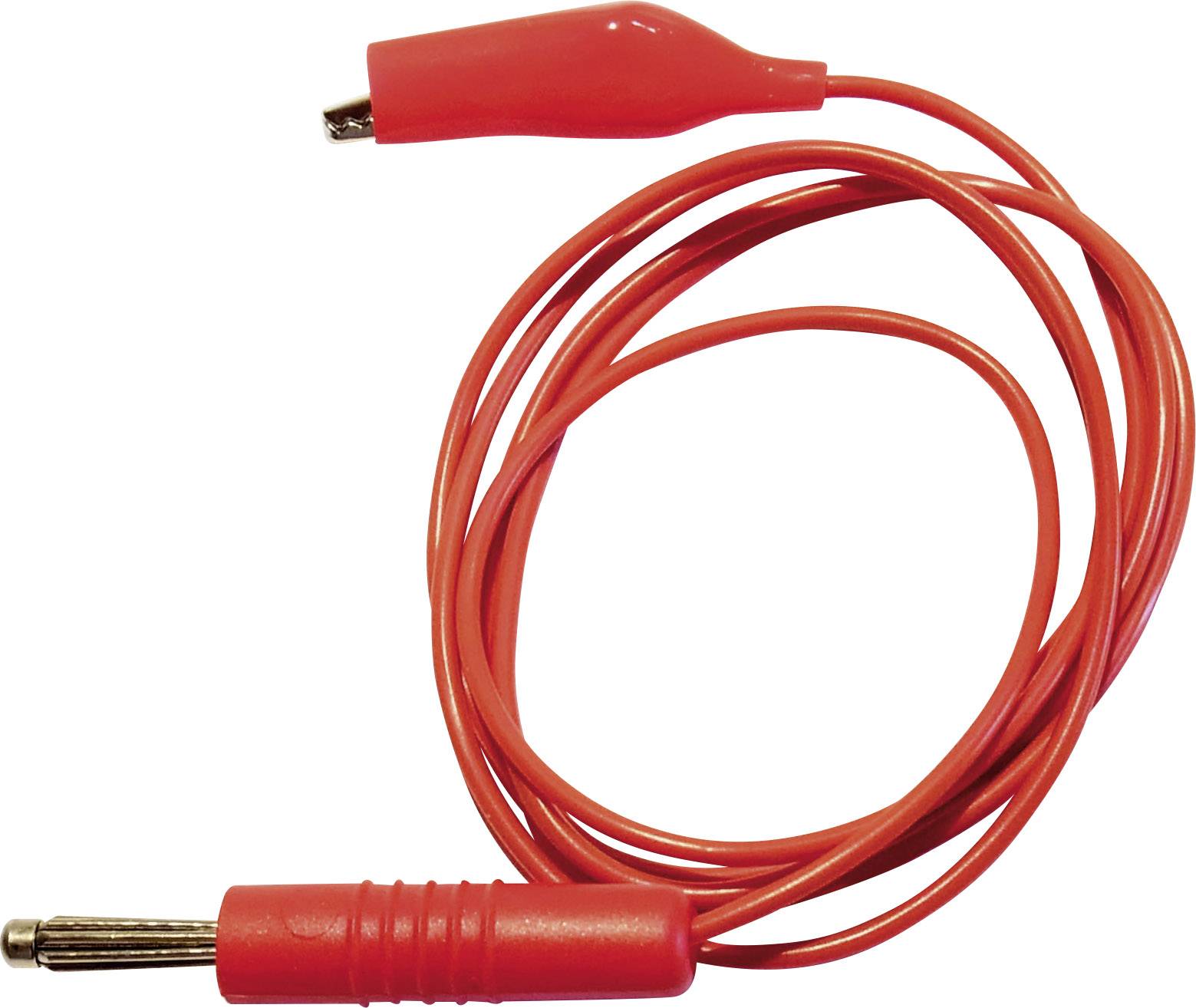 Schnepp 139769 Mätledning 4 mm-kontakt Krokodilklämmor 1.00 m Röd 1 st