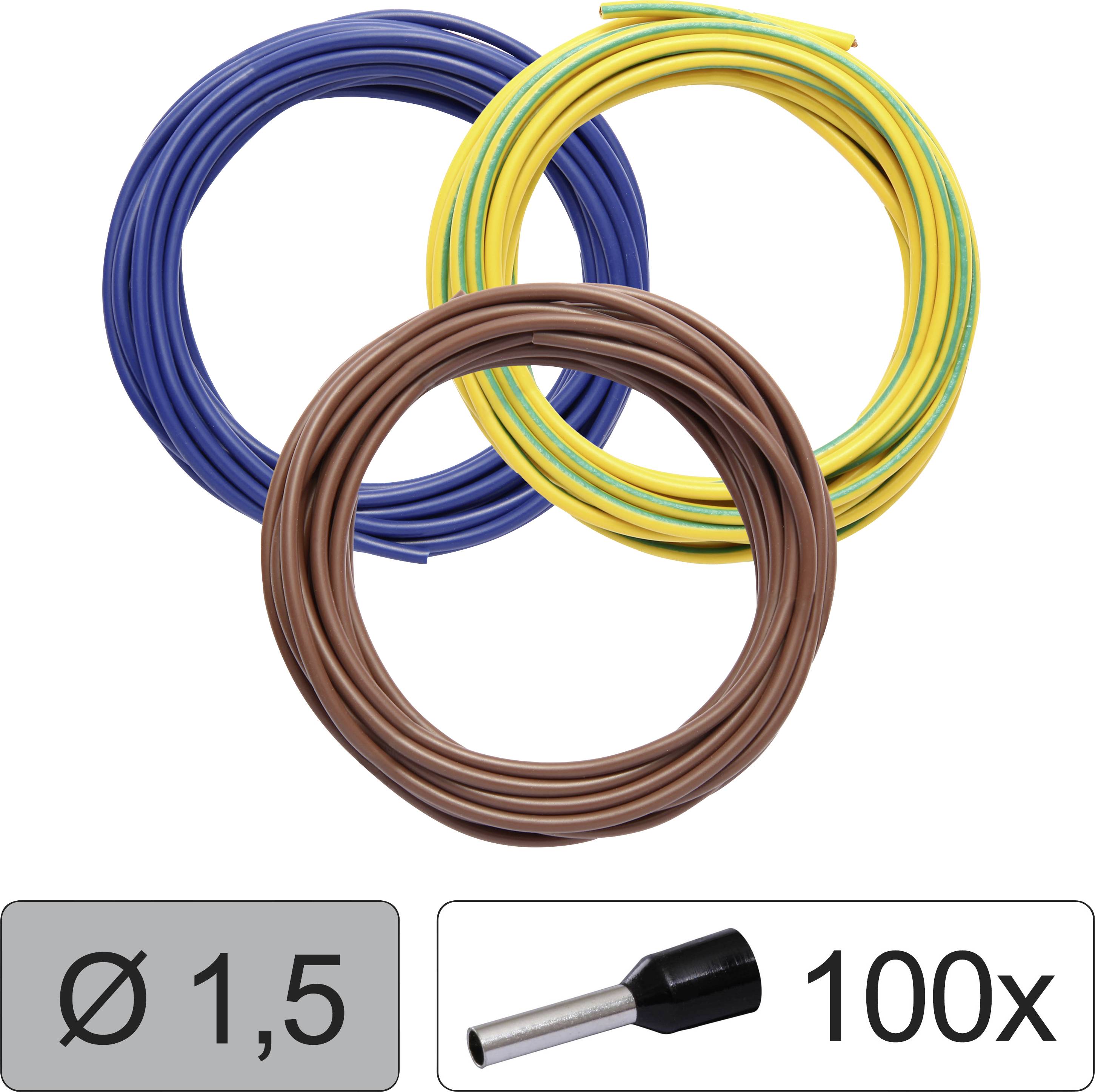 Quadrios 25CW123 Enkelledare LiFY 1.5 mm² Blå, Brun, Gulgrön 1 set