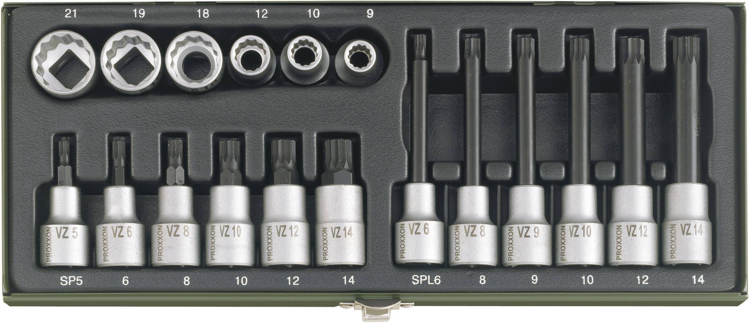Proxxon Industrial Hylsnyckel-bitsinsats-set 1/2″ 18 delar 23 296