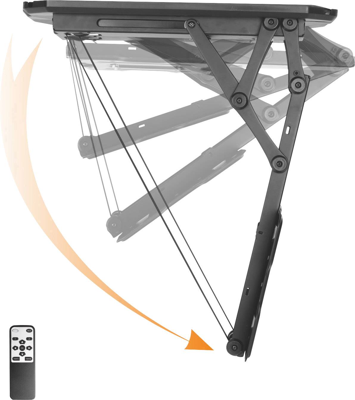 SpeaKa Professional TV-takfäste elektrisk motordriven, Tiltbar, Utdragbar 58,4 cm (23″) – 139,7 cm (55″) 23-55Z
